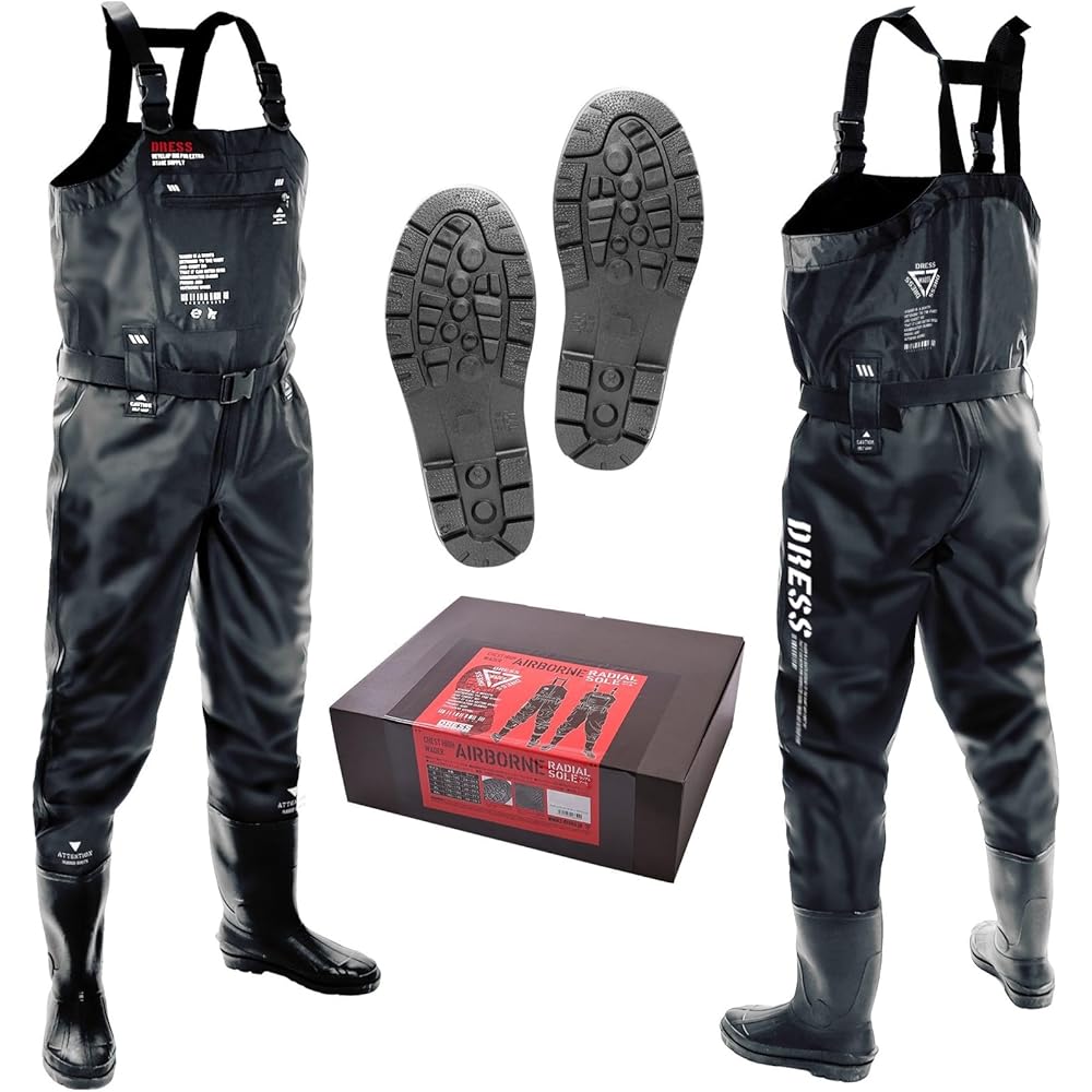 Dress Chest-High Waders with Radial Sole, AIRBORNE XL, Height: 175-180cm, Boots: 27-27.5cm, Black, Disaster Preparedness
Dress Chest-High Waders with Radial Sole, AIRBORNE XL, Height: 175-180cm, Boots: 27-27.5cm, Black, Disaster Preparedness