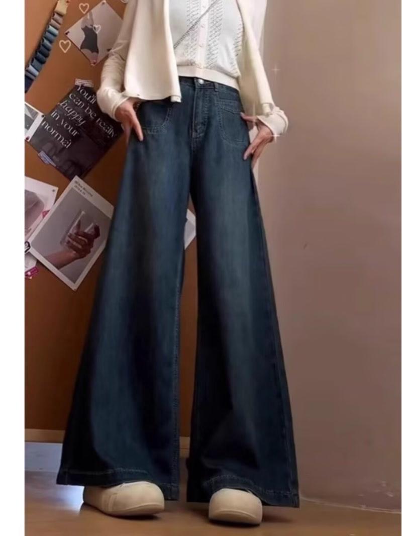 Women s Retro Blue High-Waist Wide-Leg Jeans with Velvet-Lined, Plus Size, Slimming, Loose, Floor-Length Trousers for Autumn Winter. M
Women s Retro Blue High-Waist Wide-Leg Jeans with Velvet-Lined, Plus Size, Slimming, Loose, Floor-Length Trousers for Autumn Winter. M