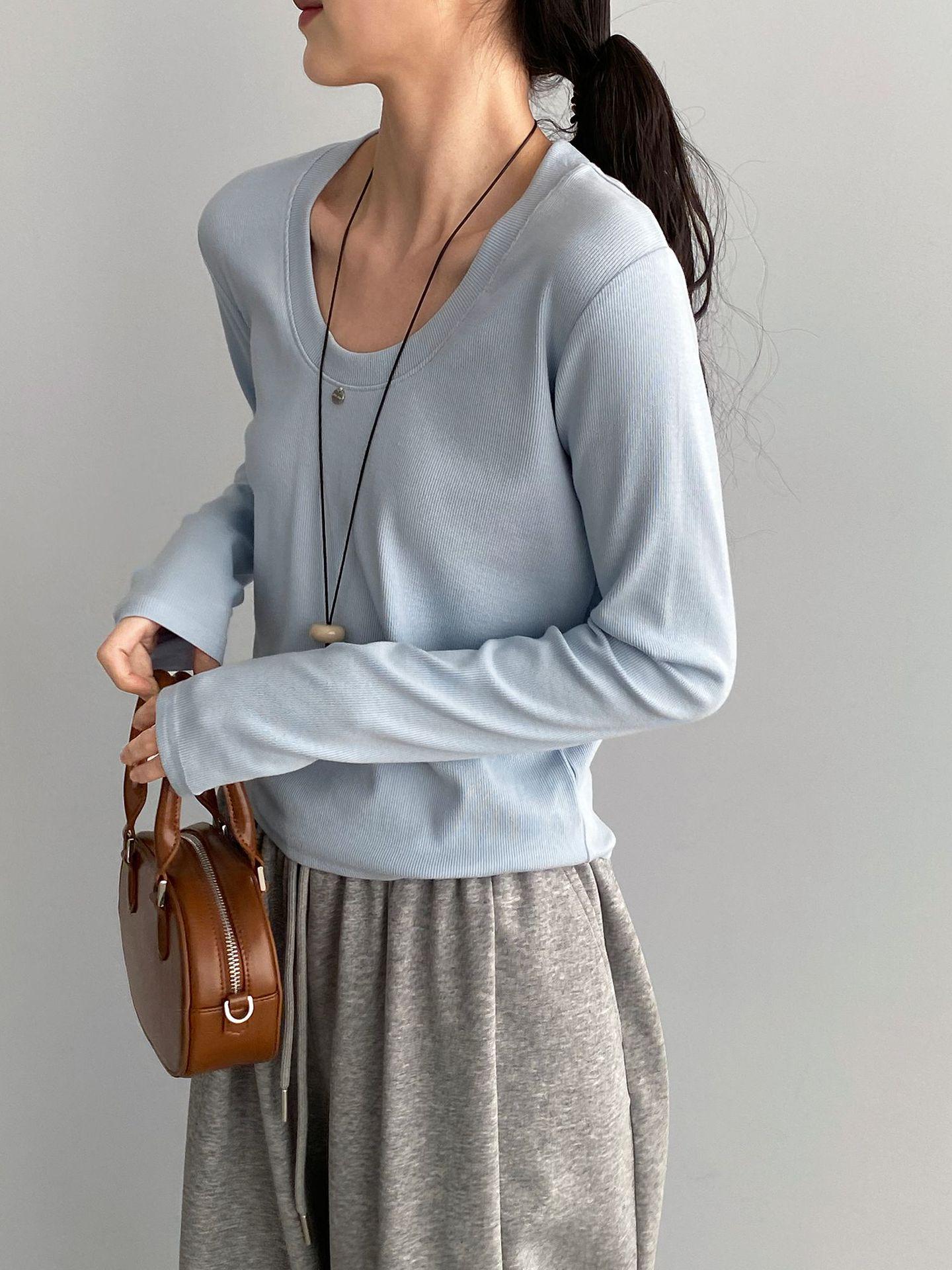 Korean Style U-Neck Slimming Long-Sleeve T-Shirt for Women - Versatile Short Base Layer N8229 One Size светло-синий
Korean Style U-Neck Slimming Long-Sleeve T-Shirt for Women - Versatile Short Base Layer N8229 One Size светло-синий