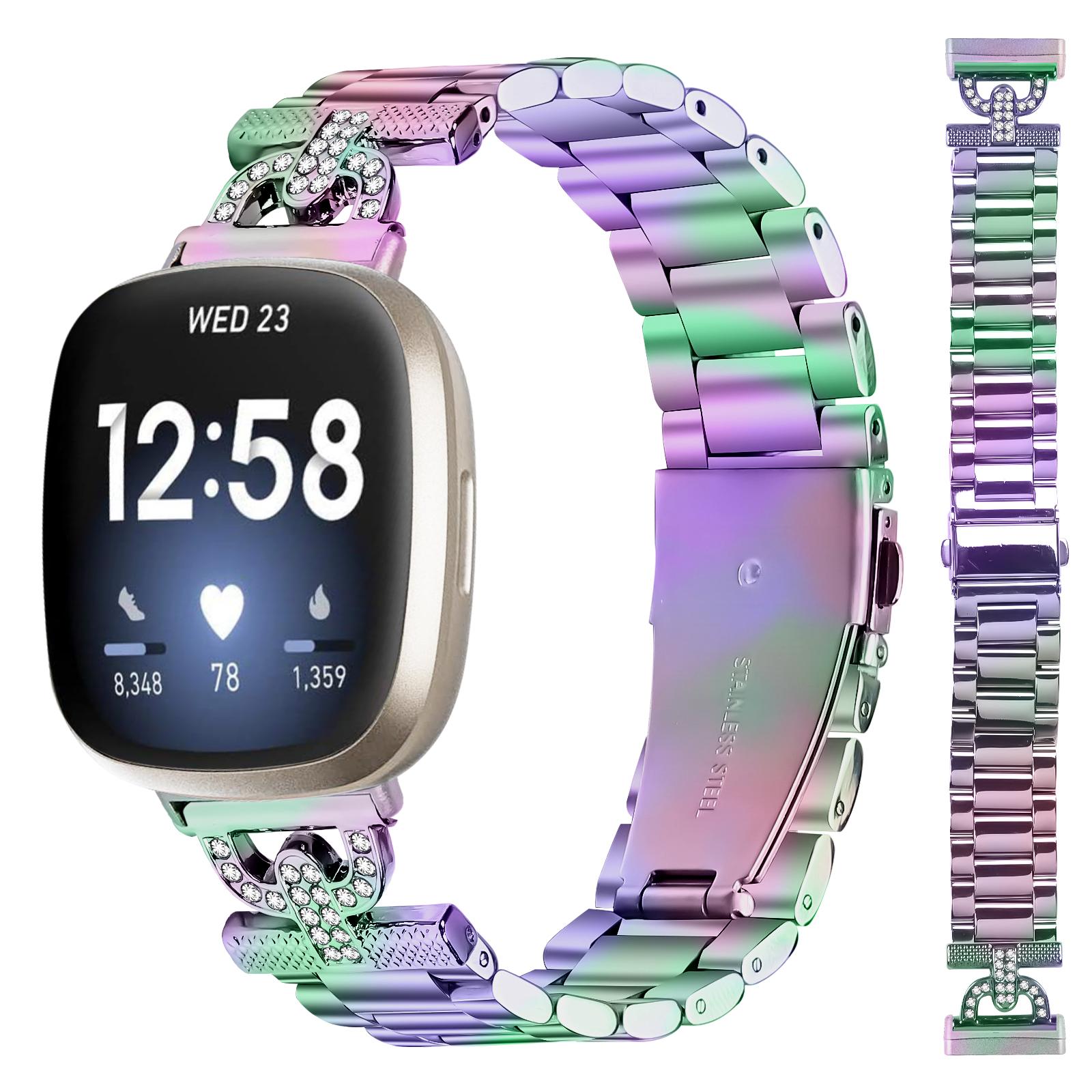 Colored Watch Strap for Fitbit Versa 3/Sense Metal Band D-Shape Rhinestones Decor 3-Bead Colorful
Colored Watch Strap for Fitbit Versa 3/Sense Metal Band D-Shape Rhinestones Decor 3-Bead Colorful