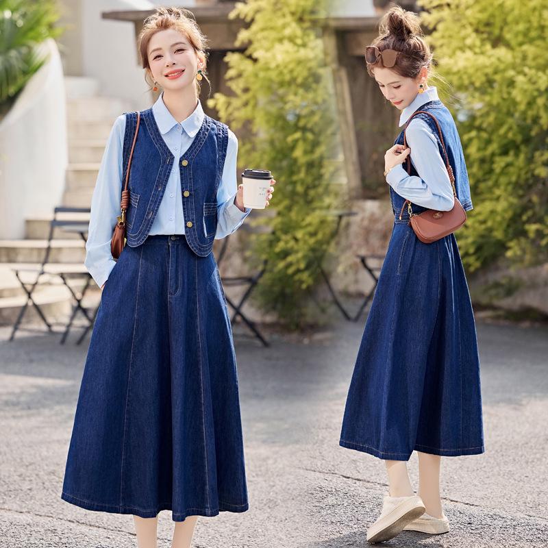 Женский джинсовый костюм-юбка весна/осень 2025: Модный комплект в стиле колледжа: рубашка, жилет и юбка (YF2552) XL 120-130 lbs синий
Женский джинсовый костюм-юбка весна/осень 2025: Модный комплект в стиле колледжа: рубашка, жилет и юбка (YF2552) XL 120-130 lbs синий