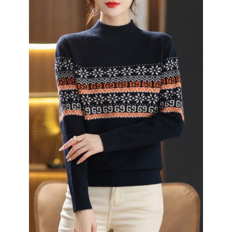 Джемпер с жаккардовым узором и полувысоким воротником, базовая рубашка для женщин, длинный рукав, весна, новый стиль, мягкий, эластичный One size
Джемпер с жаккардовым узором и полувысоким воротником, базовая рубашка для женщин, длинный рукав, весна, новый стиль, мягкий, эластичный One size