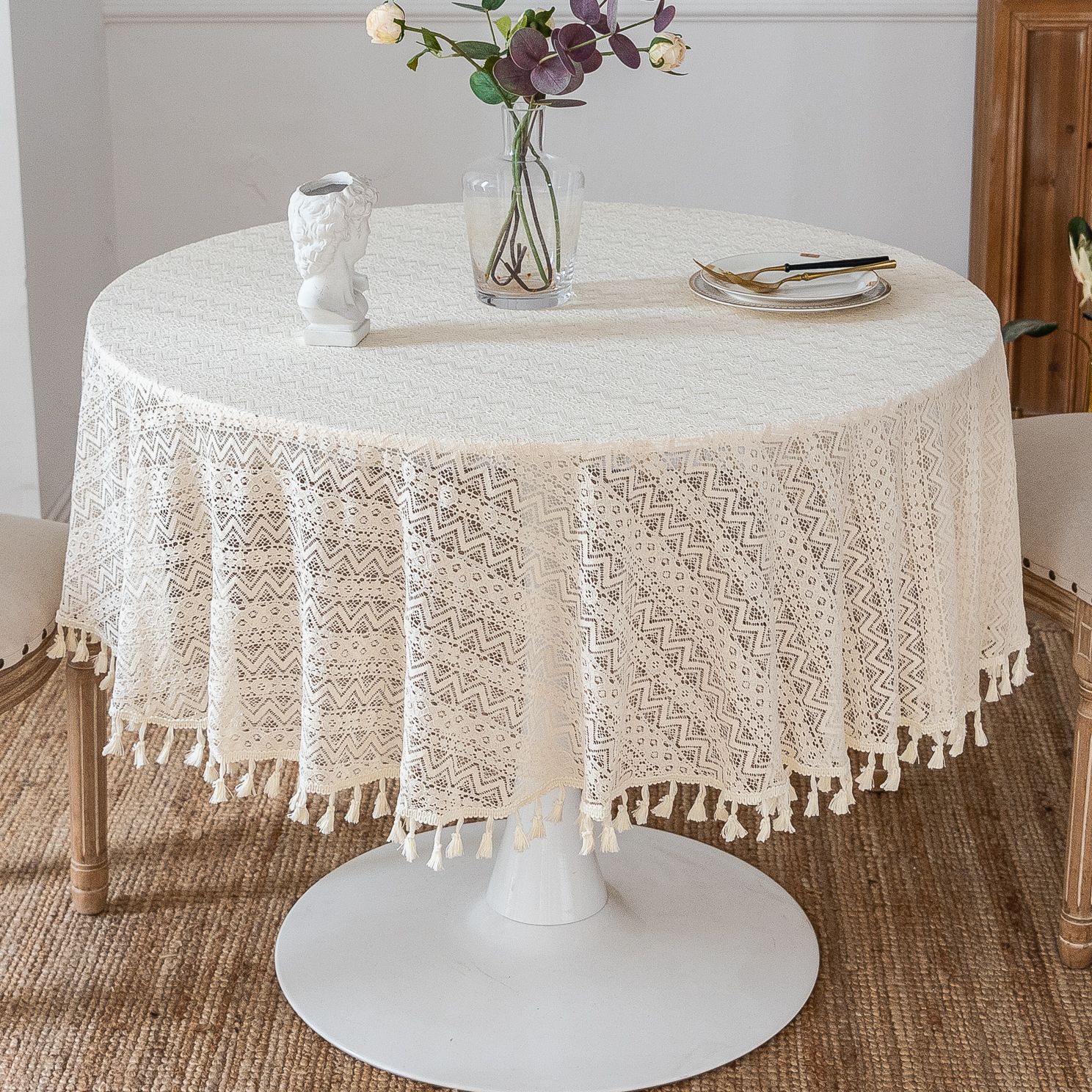 American Round Dining Table Fabric Cotton And Linen Fringed Towel Table Mat Japanese And Korean Large Round Table Household Table Cover Cloth 60*60cm
American Round Dining Table Fabric Cotton And Linen Fringed Towel Table Mat Japanese And Korean Large Round Table Household Table Cover Cloth 60*60cm