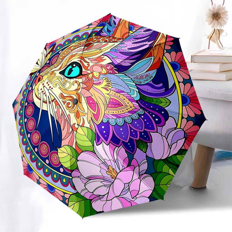 1pc Colorful Cat Mandala Automatic Folding Umbrella - Portable 3-Fold Design with 8-Bone Iron Frame, Perfect for Outdoor Use, Festive Gifts, Travel, D
1pc Colorful Cat Mandala Automatic Folding Umbrella - Portable 3-Fold Design with 8-Bone Iron Frame, Perfect for Outdoor Use, Festive Gifts, Travel, D