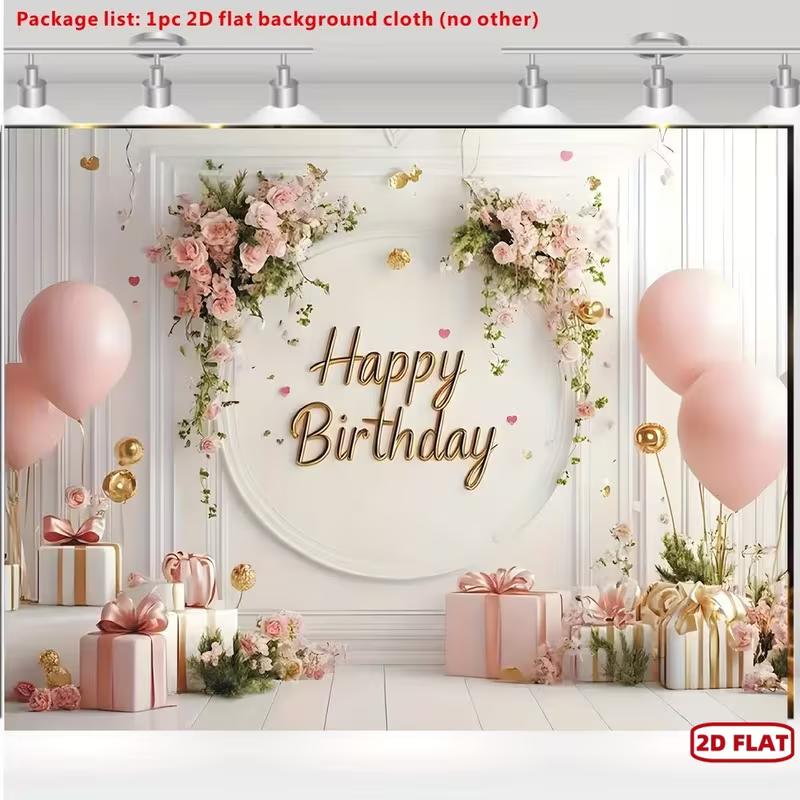 2D Elegant Pink Floral Happy Birthday Background Cloth with Wall Panel 47.2x31.5inch/120*80cm
2D Elegant Pink Floral Happy Birthday Background Cloth with Wall Panel 47.2x31.5inch/120*80cm
