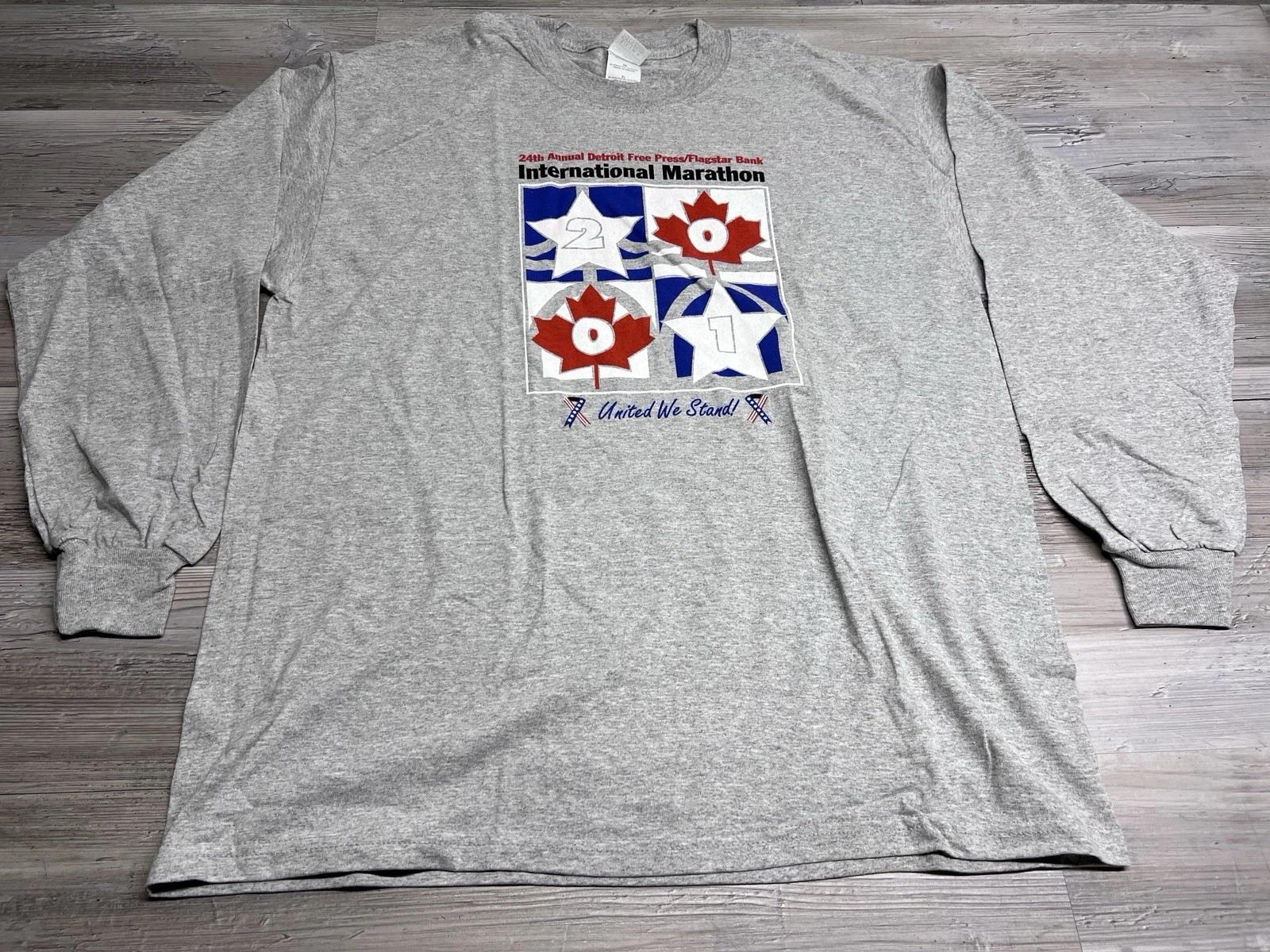 Vintage 2001 Detroit Free Press International Marathon T-Shirt XL Maple Leaf Art 4XL
Vintage 2001 Detroit Free Press International Marathon T-Shirt XL Maple Leaf Art 4XL