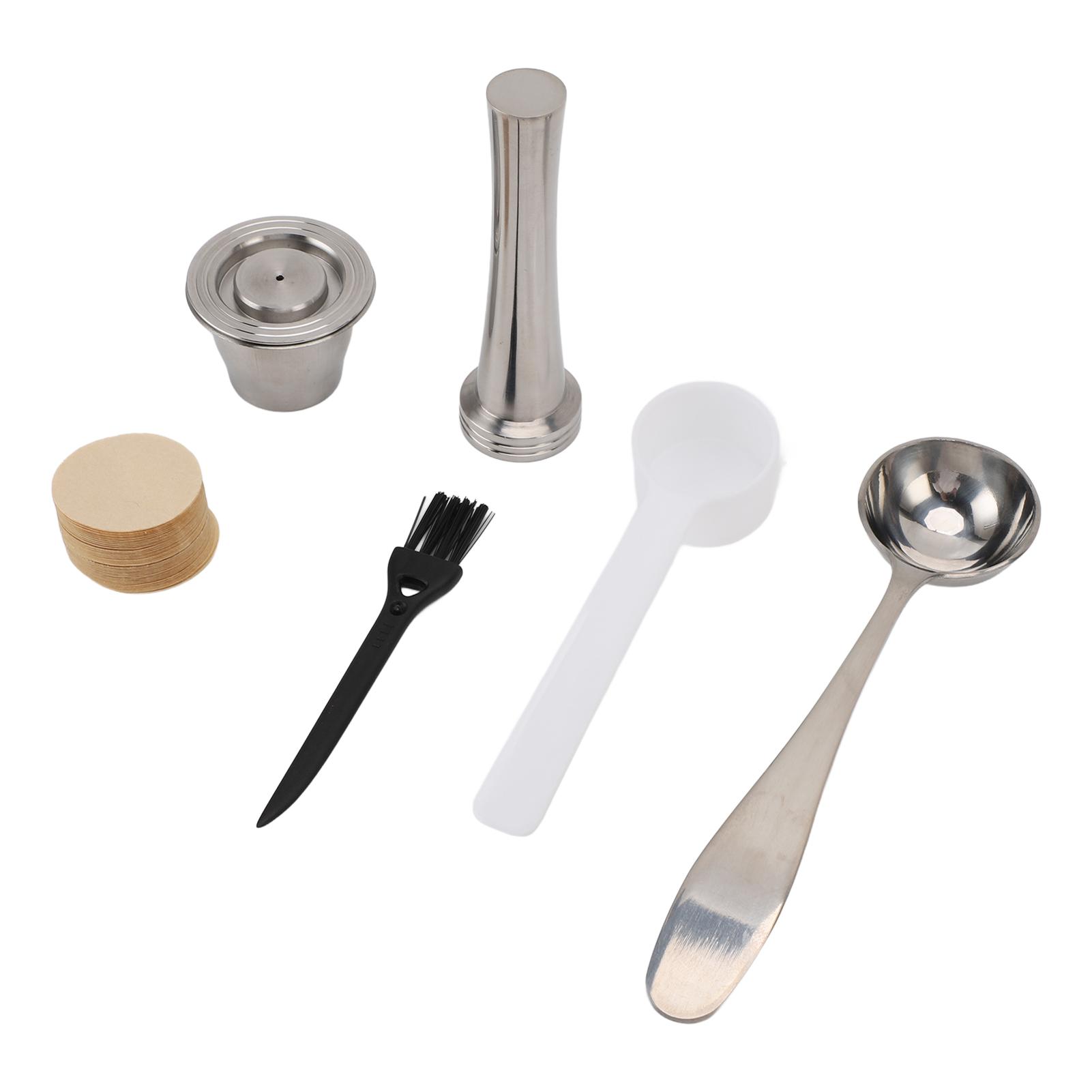 Reusable Coffee Capsule Pod Threaded Bottom Stainless Steel Coffee Tamper with 100 Filter Papers 2 Spoons Brush for Home Office
Reusable Coffee Capsule Pod Threaded Bottom Stainless Steel Coffee Tamper with 100 Filter Papers 2 Spoons Brush for Home Office