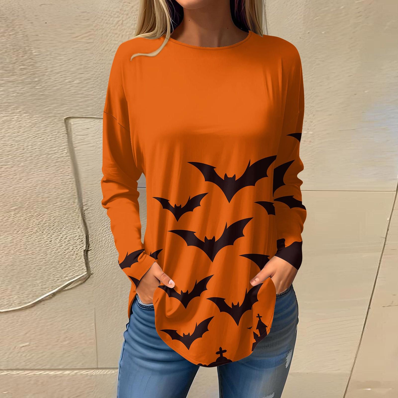 Жіноча вільна футболка з круглим вирізом і принтом на Хелловін, верхній пуловер, світшот з довгими рукавами L шафрановий
Жіноча вільна футболка з круглим вирізом і принтом на Хелловін, верхній пуловер, світшот з довгими рукавами L шафрановий