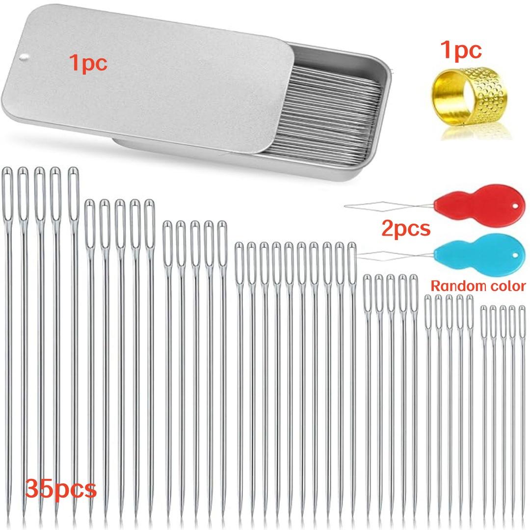 Large-Eye Blunt Needles Tapestry Needle with Needle Threader Thimble for Sewing Knitting Crafting Weaving Steel Yarn Needles
Large-Eye Blunt Needles Tapestry Needle with Needle Threader Thimble for Sewing Knitting Crafting Weaving Steel Yarn Needles