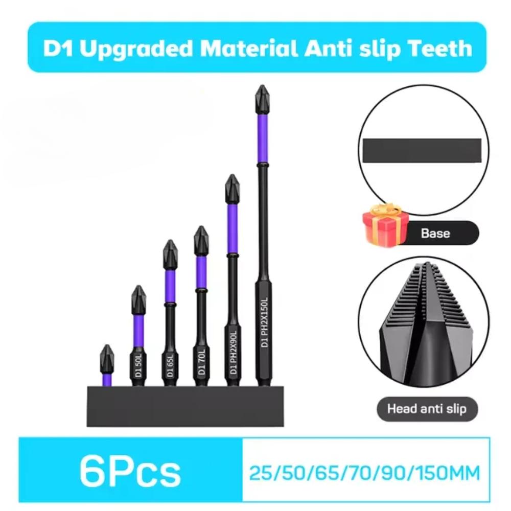 6/12 шт. Магнитные биты для отверток, нескользящие, ударопрочные, ударные биты Phillips, шестигранный хвостовик, легированная сталь, подходит для электроинструментов
6/12 шт. Магнитные биты для отверток, нескользящие, ударопрочные, ударные биты Phillips, шестигранный хвостовик, легированная сталь, подходит для электроинструментов
