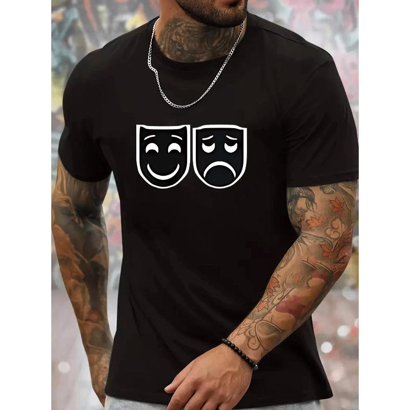 European Size Happy And Sad Faces Print Men s Trendy & Versatile & Comfortable Short Sleeves T-shirt For Summer Outdoor Activities, As Gift 4XL чорний
European Size Happy And Sad Faces Print Men s Trendy & Versatile & Comfortable Short Sleeves T-shirt For Summer Outdoor Activities, As Gift 4XL чорний