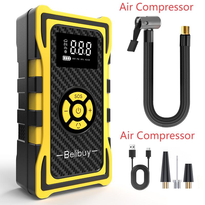 Portable 150PSI air pump, emergency car jump starter, power bank, LED lighting, air compressor,car starter suitable for all cars Battery Powered
Portable 150PSI air pump, emergency car jump starter, power bank, LED lighting, air compressor,car starter suitable for all cars Battery Powered