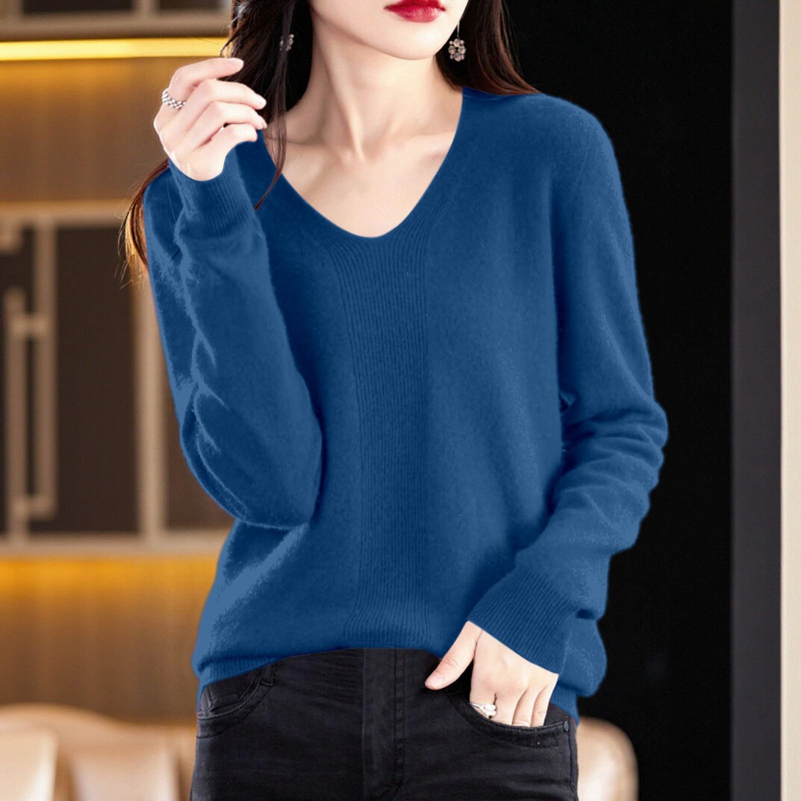Pullover Sweaters For Women V Neck Soft Lightweight Loungewear Breathable Loose Fit Long Sleeve Travel Sweater Tops L тёмно-синий
Pullover Sweaters For Women V Neck Soft Lightweight Loungewear Breathable Loose Fit Long Sleeve Travel Sweater Tops L тёмно-синий