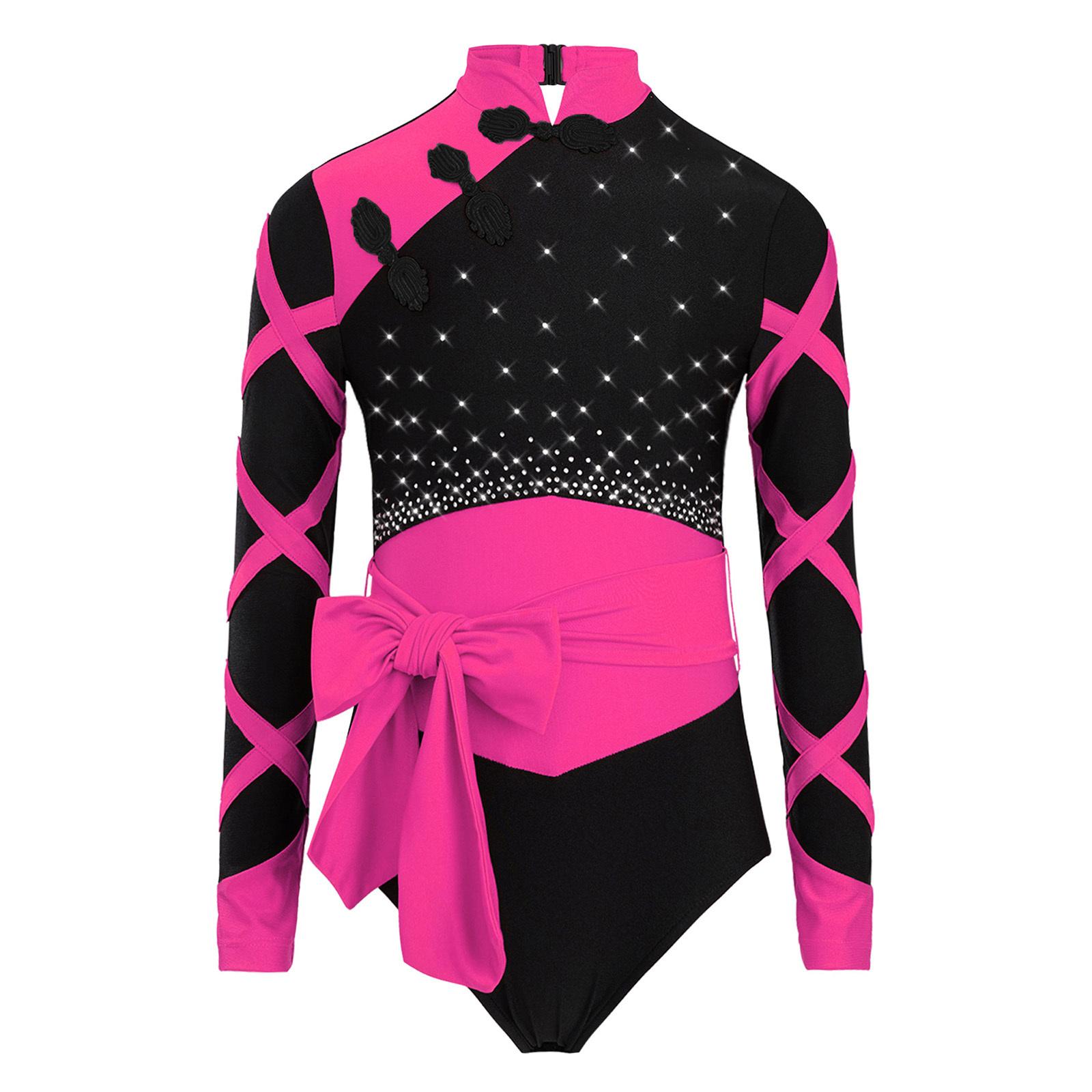 Дівчачий гімнастичний купальник у китайському стилі, ґудзик-вузол, комір-мандаринка, довгий рукав, стрази, кольоровий блок, з поясом, боді 5-6 Years гарячі рожевого кольору
Дівчачий гімнастичний купальник у китайському стилі, ґудзик-вузол, комір-мандаринка, довгий рукав, стрази, кольоровий блок, з поясом, боді 5-6 Years гарячі рожевого кольору