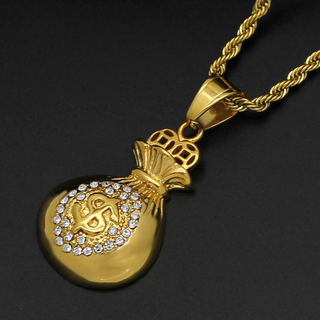 US Dollar Money Bag Pendant & Tennis Chain Bling Bling Mens Hip Hop Necklace Stainless Steel Jewelry for Gift 60cm twist chain золотий
US Dollar Money Bag Pendant & Tennis Chain Bling Bling Mens Hip Hop Necklace Stainless Steel Jewelry for Gift 60cm twist chain золотий