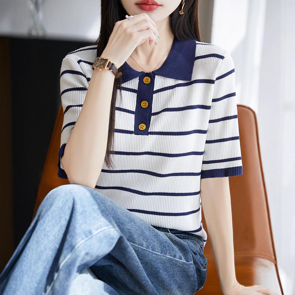 Women s Fashionable Striped Polo Shirt - Short Sleeve, Loose Fit, Plus Size, Beaded Lapel Top Extra Large белый
Women s Fashionable Striped Polo Shirt - Short Sleeve, Loose Fit, Plus Size, Beaded Lapel Top Extra Large белый