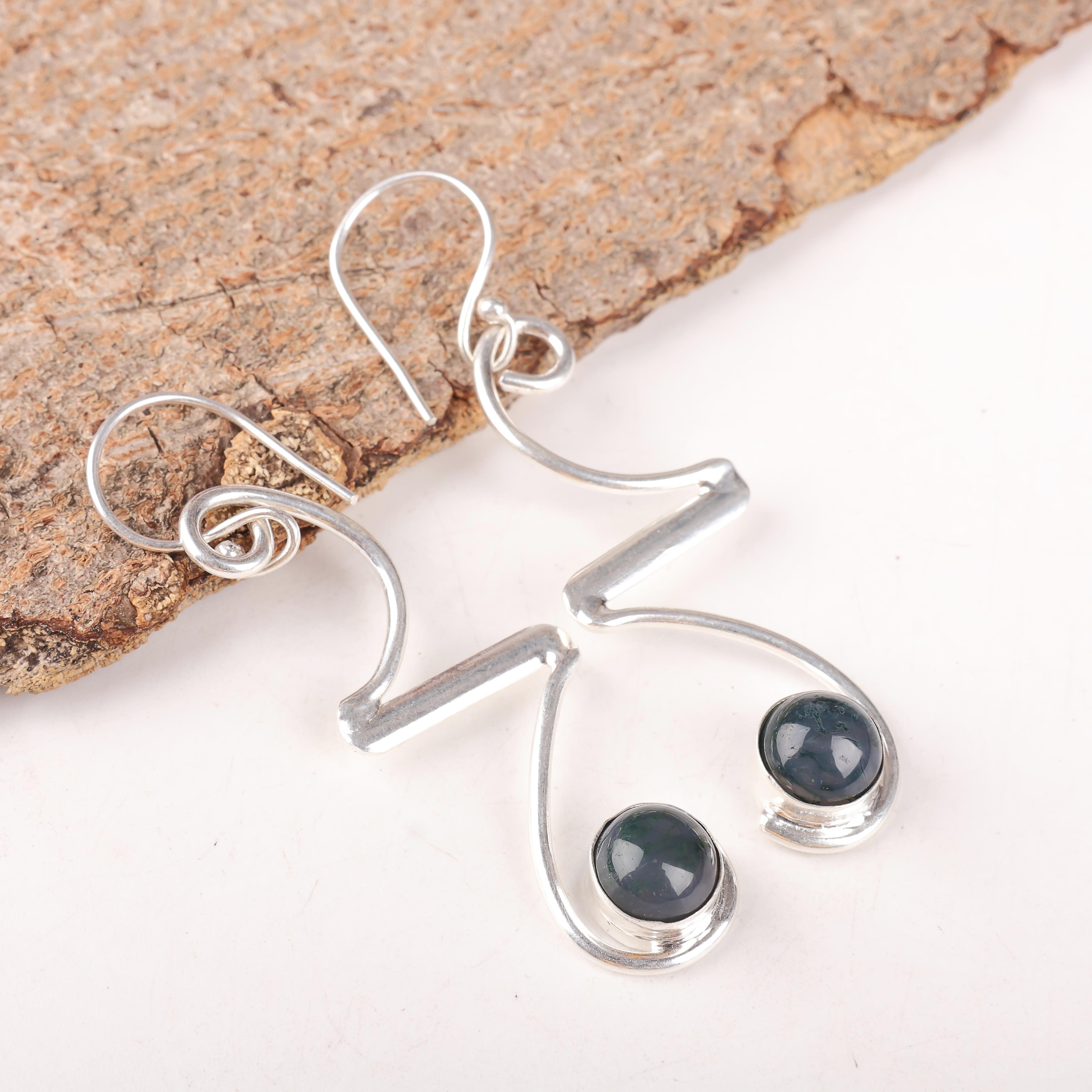 Moss Agate Gemstone Jewelry, 925 Solid Sterling Silver Earrings, Handmade Gorgeous Silver Earrings For Thanksgiving Gift 2.35 Inches зелений
Moss Agate Gemstone Jewelry, 925 Solid Sterling Silver Earrings, Handmade Gorgeous Silver Earrings For Thanksgiving Gift 2.35 Inches зелений