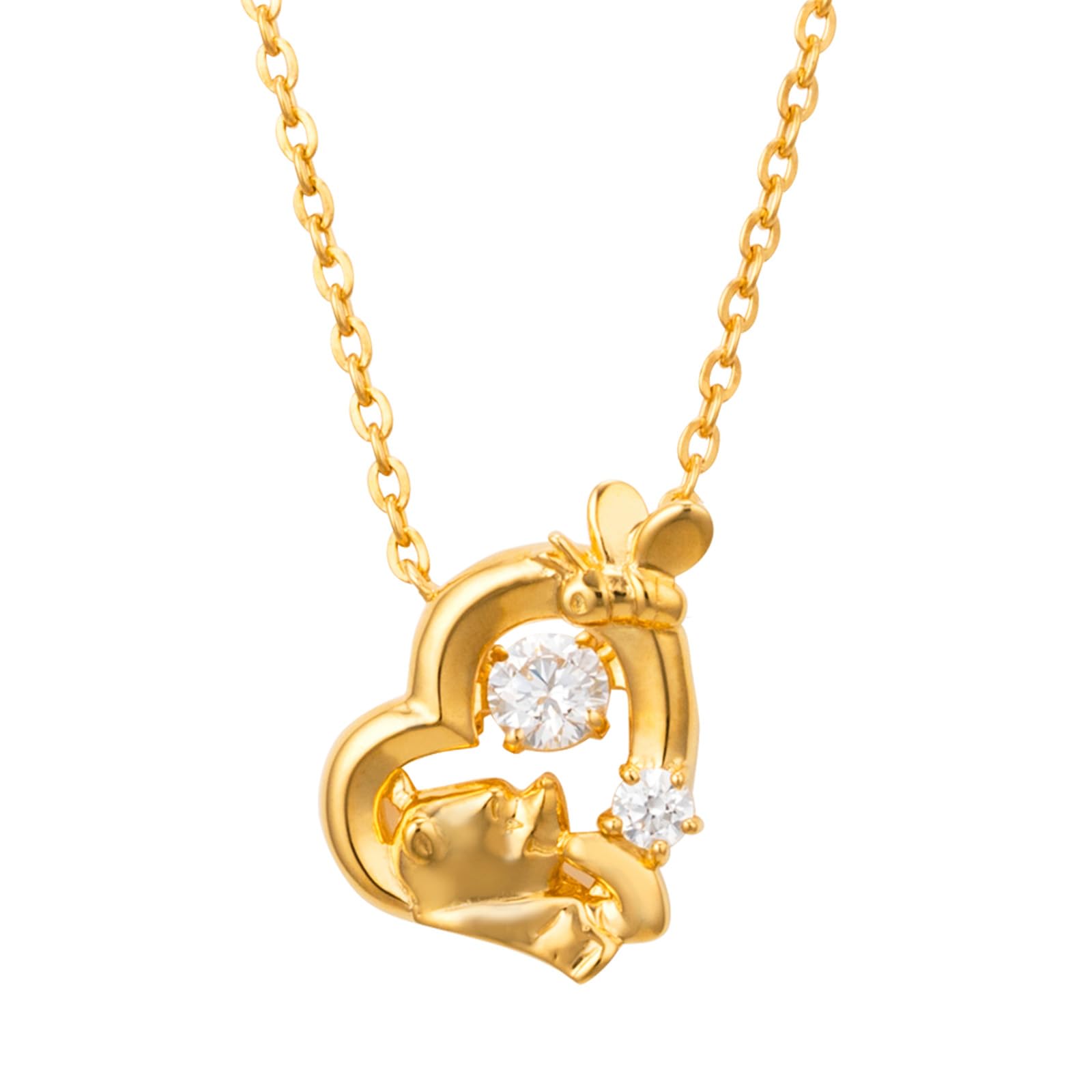 White Clover Winnie the Pooh Dancing Stone Necklace, Disney, Silver 925 with Cubic Zirconia and Heart, Yellow Gold, DISS011YG, Women s
White Clover Winnie the Pooh Dancing Stone Necklace, Disney, Silver 925 with Cubic Zirconia and Heart, Yellow Gold, DISS011YG, Women s