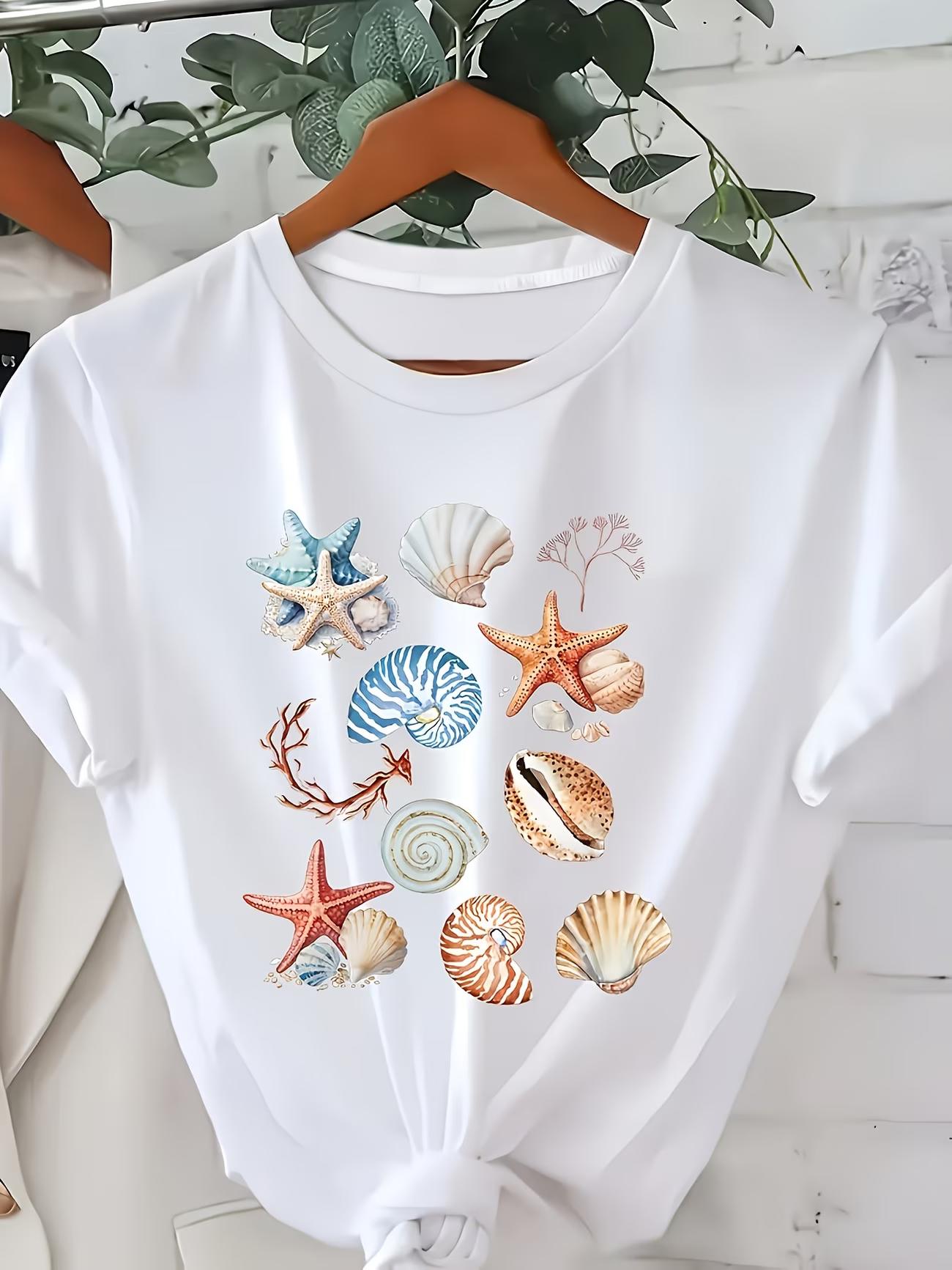 Marine Starfish Shell Womens ShortSleeve TShirt Summer Round Neck Blouse with Short SleevesCasual SemiFormal Wear 4XL
Marine Starfish Shell Womens ShortSleeve TShirt Summer Round Neck Blouse with Short SleevesCasual SemiFormal Wear 4XL