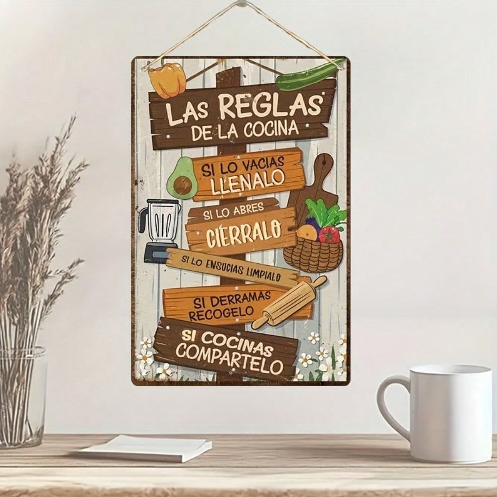Vintage Spanish Kitchen Rules Tin Sign Metal Poster Wall Decor
Vintage Spanish Kitchen Rules Tin Sign Metal Poster Wall Decor