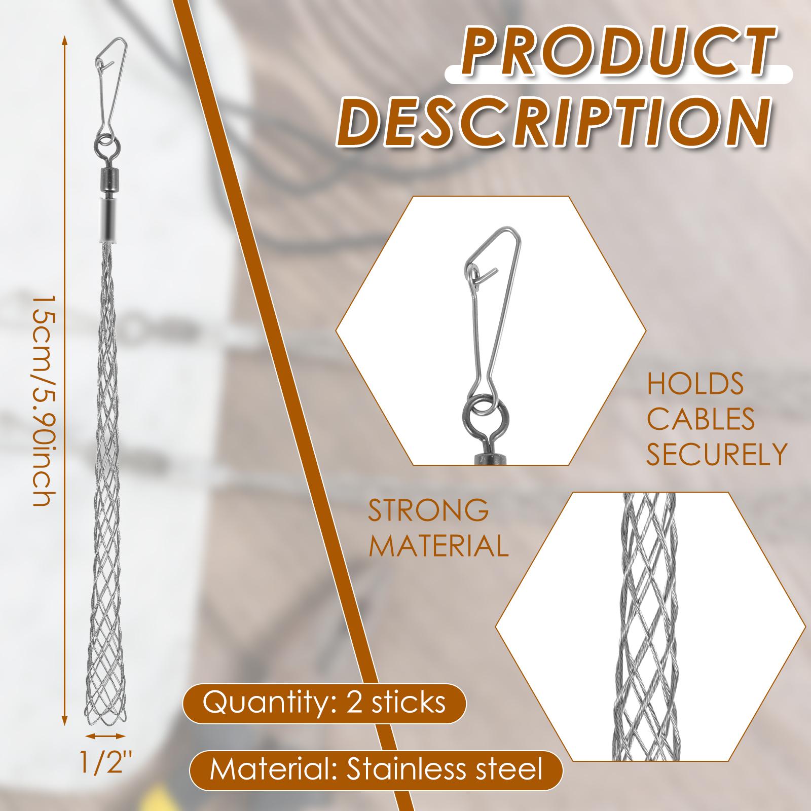 2 Pcs Wire Pulling Grip Mesh 1/2 in and 3/4 inch Metal Cable Puller Socks Wire Tools for Electrical Grips Light and Heavy Cable
2 Pcs Wire Pulling Grip Mesh 1/2 in and 3/4 inch Metal Cable Puller Socks Wire Tools for Electrical Grips Light and Heavy Cable