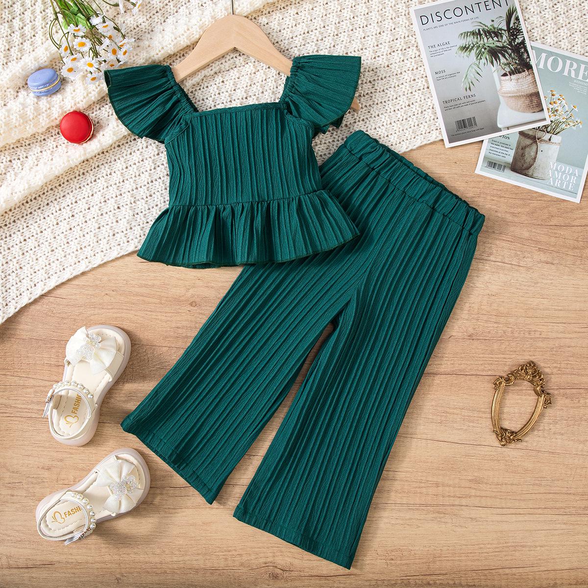 2025 Summer Girls Puff Sleeve Top & Textured Pants Set with Butterfly Knot 130cm (6-7Y) зелёный
2025 Summer Girls Puff Sleeve Top & Textured Pants Set with Butterfly Knot 130cm (6-7Y) зелёный