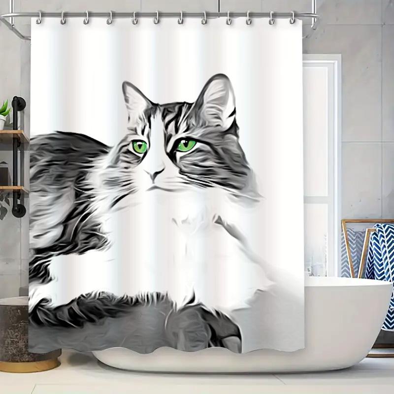 Digital Cat Shower Curtain Black White Striped Feline Print Bathroom Decor Waterproof Fabric Shower Curtains For Home Decoration W60H190(CM)-1 Pcs
Digital Cat Shower Curtain Black White Striped Feline Print Bathroom Decor Waterproof Fabric Shower Curtains For Home Decoration W60H190(CM)-1 Pcs