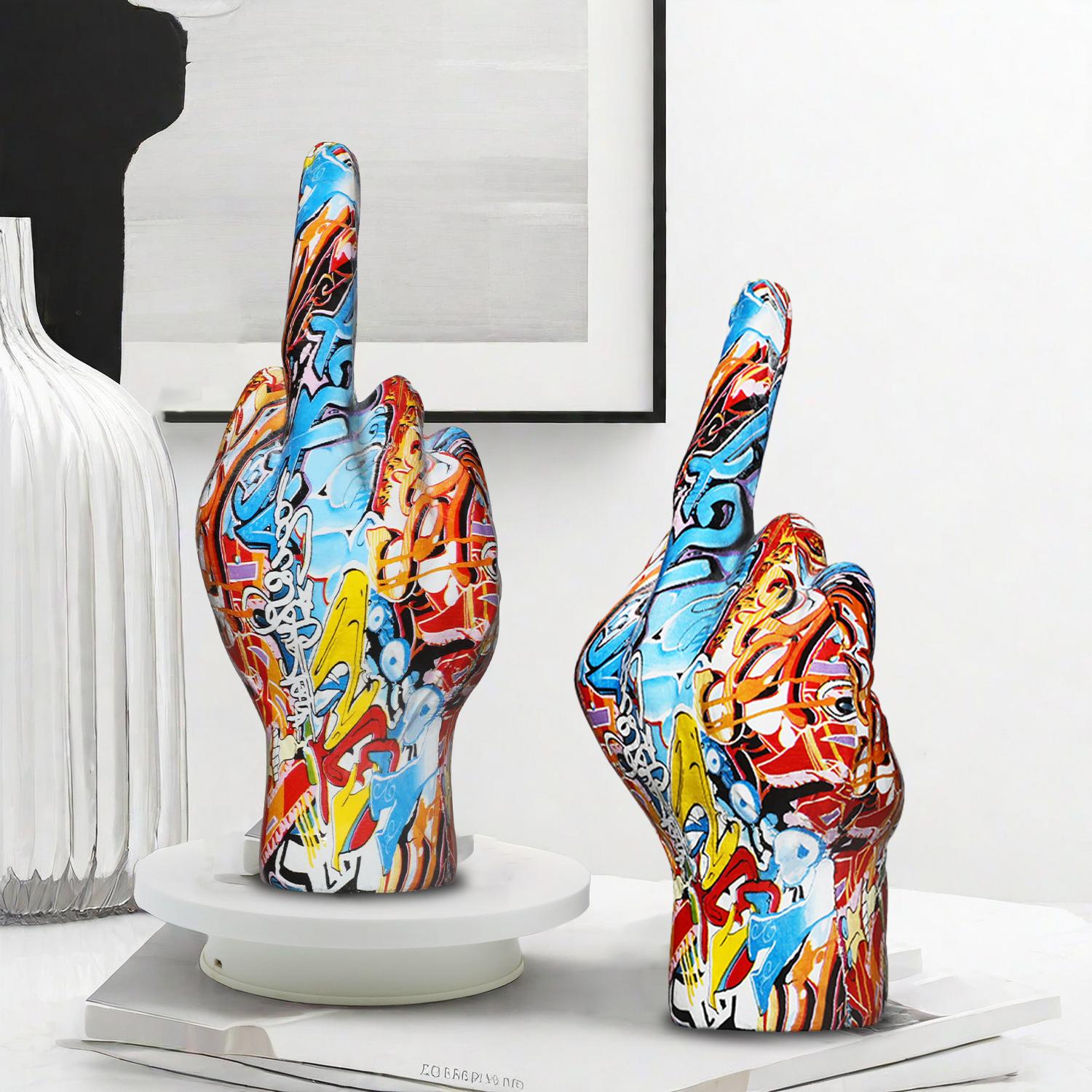 Graffiti Middle Finger Ornament Art And Crafts Resin Gesture Statue Desktop Ring A Living Room Home Decoration
Graffiti Middle Finger Ornament Art And Crafts Resin Gesture Statue Desktop Ring A Living Room Home Decoration