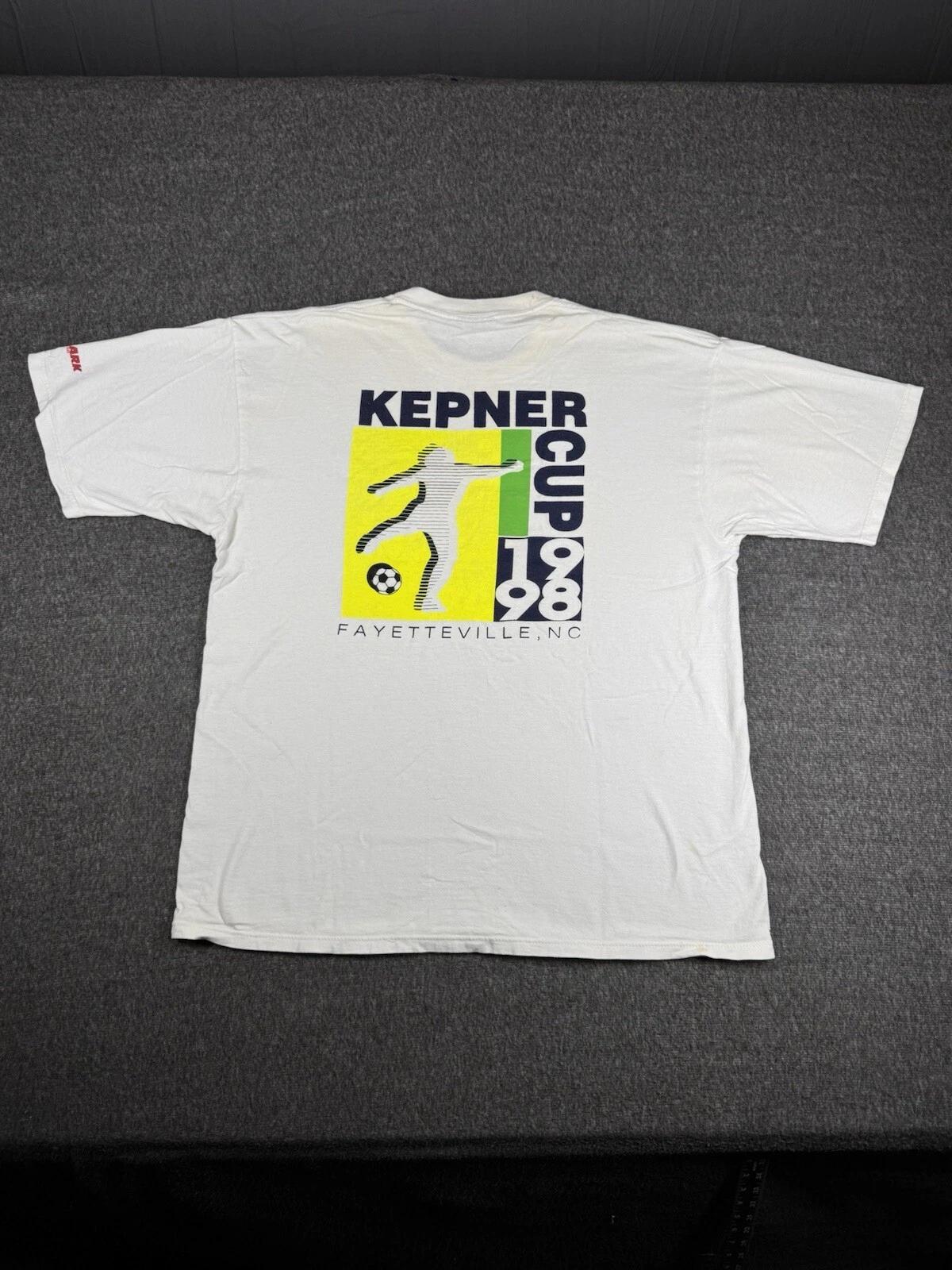 Vintage Soccer Tee 1998 Mens Size XL White Fayetteville NC S
Vintage Soccer Tee 1998 Mens Size XL White Fayetteville NC S