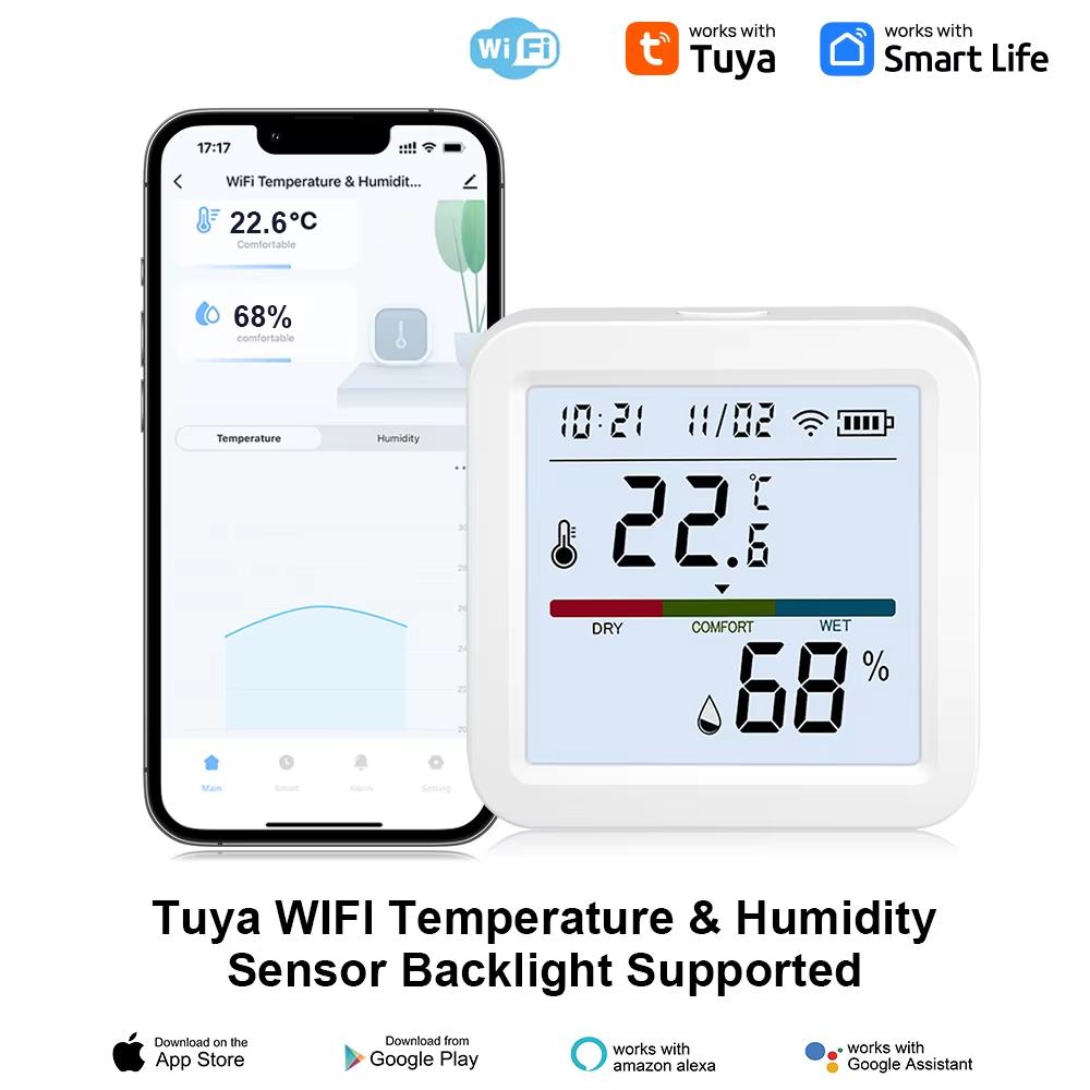 Tuya Zigbee 3.0 WiFi Temperature Humidity Sensor Smart Thermometer Hygrometer APP Remote Control Work with Yandex Alexa WIFI
Tuya Zigbee 3.0 WiFi Temperature Humidity Sensor Smart Thermometer Hygrometer APP Remote Control Work with Yandex Alexa WIFI