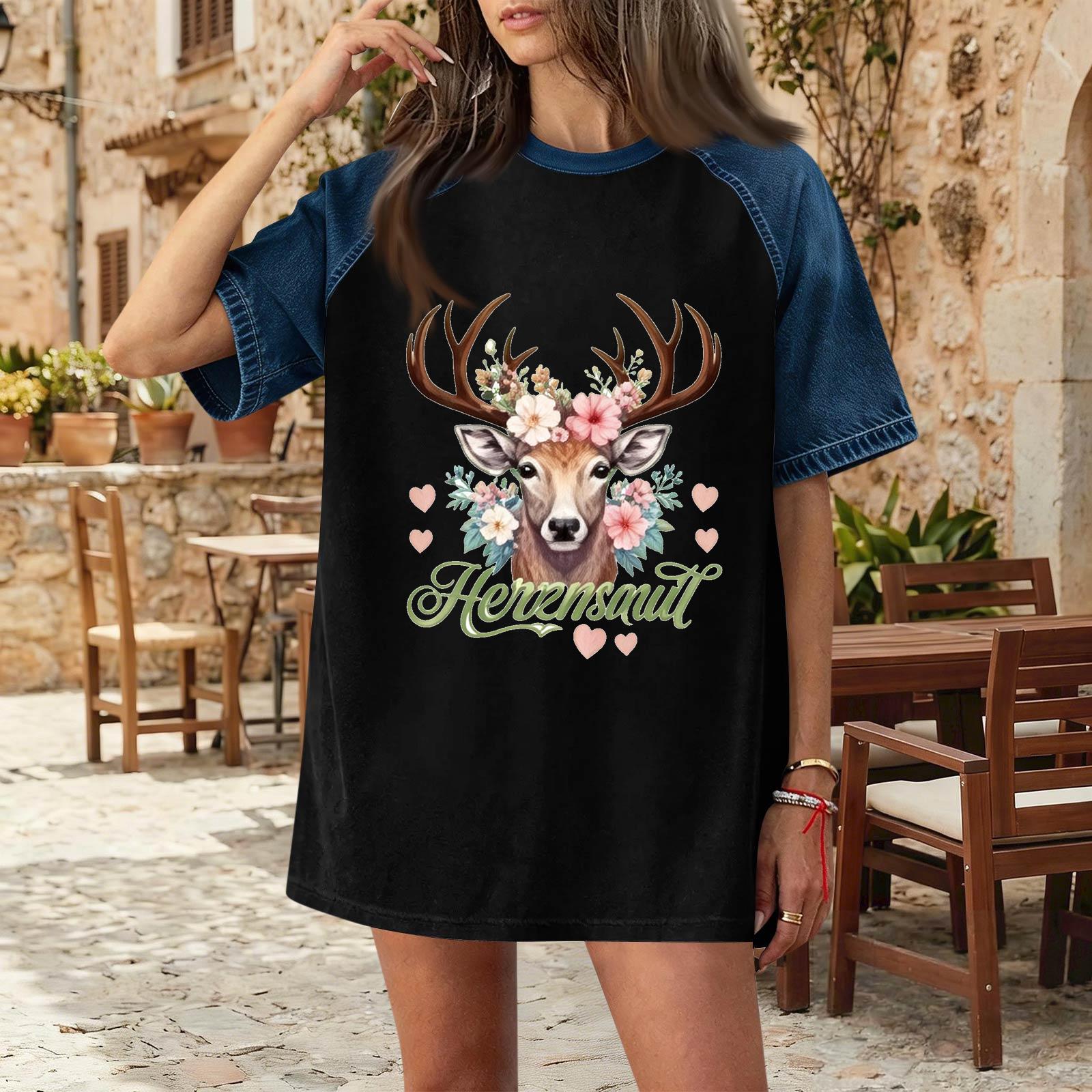 Women s Casual Denim Patch T-Shirt Oktoberfest Graphic Tee Comfortable Short Sleeve Loose Fit Top XXXL чорний
Women s Casual Denim Patch T-Shirt Oktoberfest Graphic Tee Comfortable Short Sleeve Loose Fit Top XXXL чорний