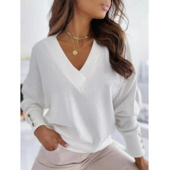 Женский вязаный свитер с V-образным вырезом и длинными рукавами, с пуговицами на манжетах, 2023 L белый
Женский вязаный свитер с V-образным вырезом и длинными рукавами, с пуговицами на манжетах, 2023 L белый