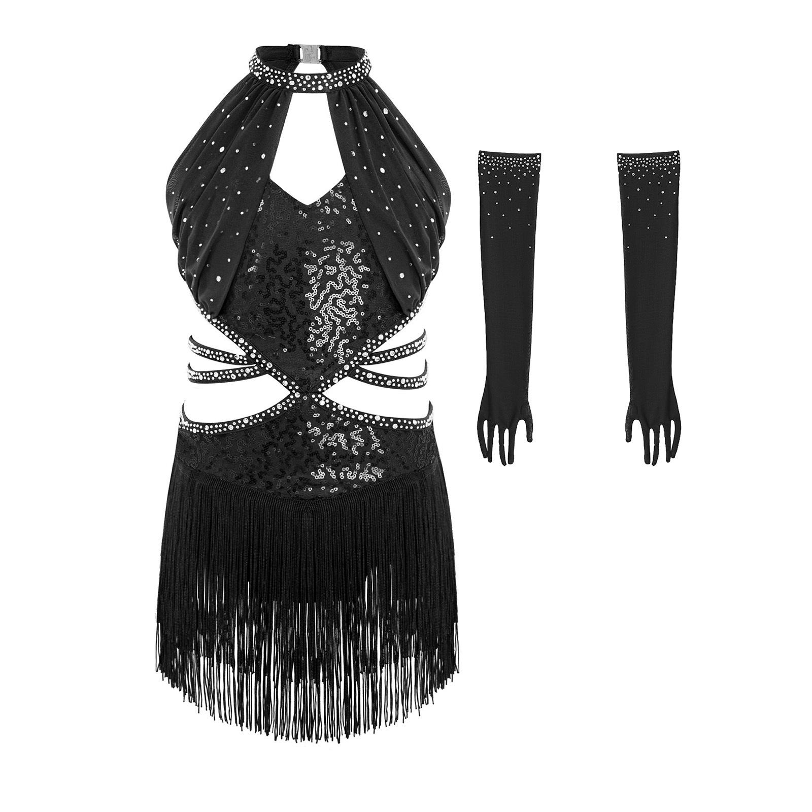 Girls Sequin Latin Dress Sleeveless Ruched Mesh Overlay Cutout Strappy Waist Tassel Rhinestone Mesh Gloves 13-14 Years чорний
Girls Sequin Latin Dress Sleeveless Ruched Mesh Overlay Cutout Strappy Waist Tassel Rhinestone Mesh Gloves 13-14 Years чорний
