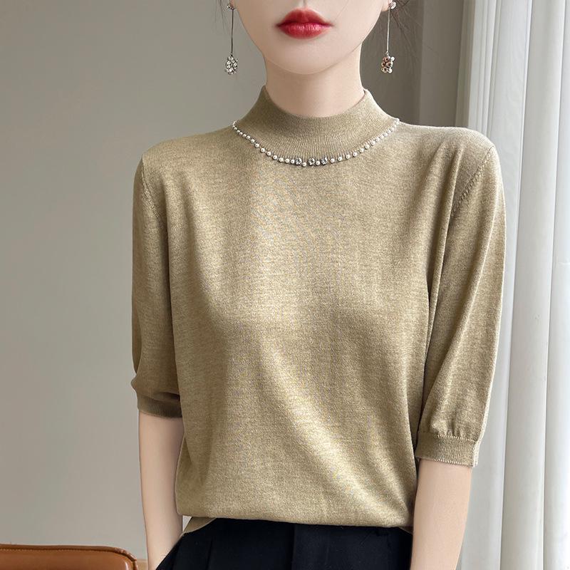 Women s Rhinestone Embellished Half High Neck Short Sleeve Knit Sweater XL (120-135 lbs)
Women s Rhinestone Embellished Half High Neck Short Sleeve Knit Sweater XL (120-135 lbs)