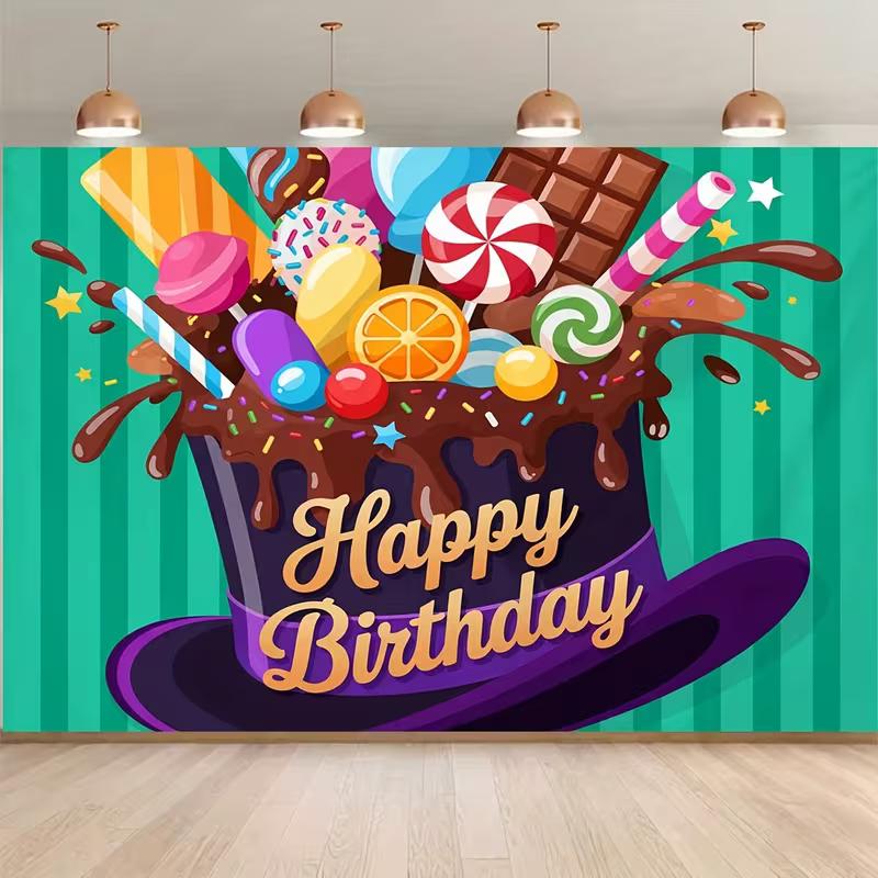 2D Sweet Lollipop & Chocolate Background for Candy Themed Birthday Photoshoot 47.2x31.5inch/120*80cm
2D Sweet Lollipop & Chocolate Background for Candy Themed Birthday Photoshoot 47.2x31.5inch/120*80cm