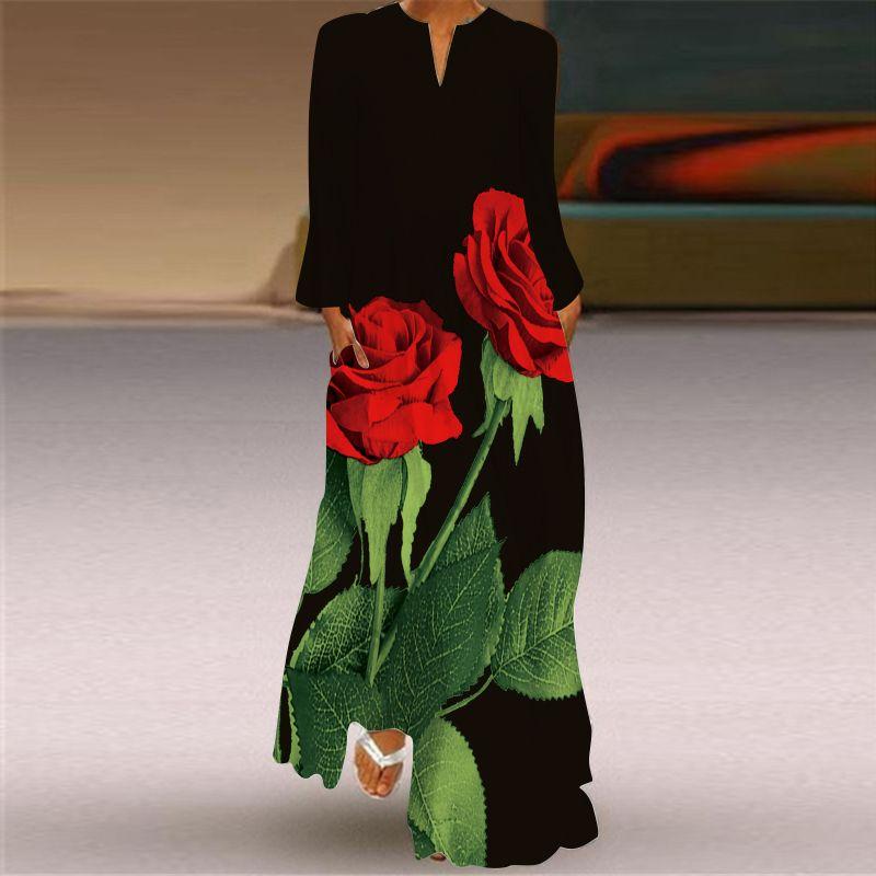 Spring and Summer New Chinese Style Fashion Temperament New Sexy Women Print V-neck Pocket Chiffon Long dress Swing Dress 78 M
Spring and Summer New Chinese Style Fashion Temperament New Sexy Women Print V-neck Pocket Chiffon Long dress Swing Dress 78 M