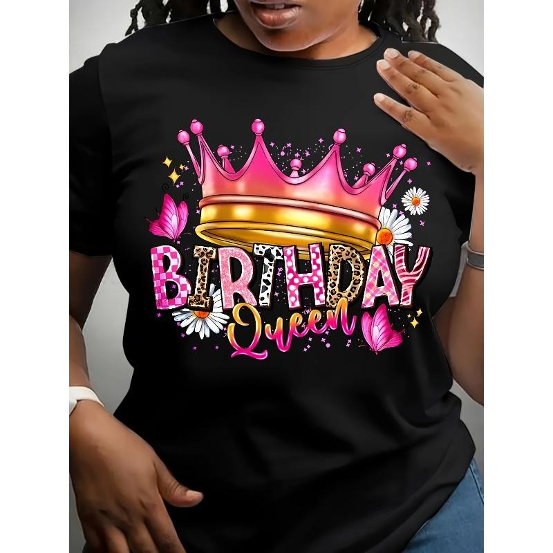 European Size Birthday Queen Cartoon Printed T-Shirt - Casual Crew Neck, Polyester, Spring/Summer, Regular Length, Knit Fabric, 180 g/m² 4XL
European Size Birthday Queen Cartoon Printed T-Shirt - Casual Crew Neck, Polyester, Spring/Summer, Regular Length, Knit Fabric, 180 g/m² 4XL