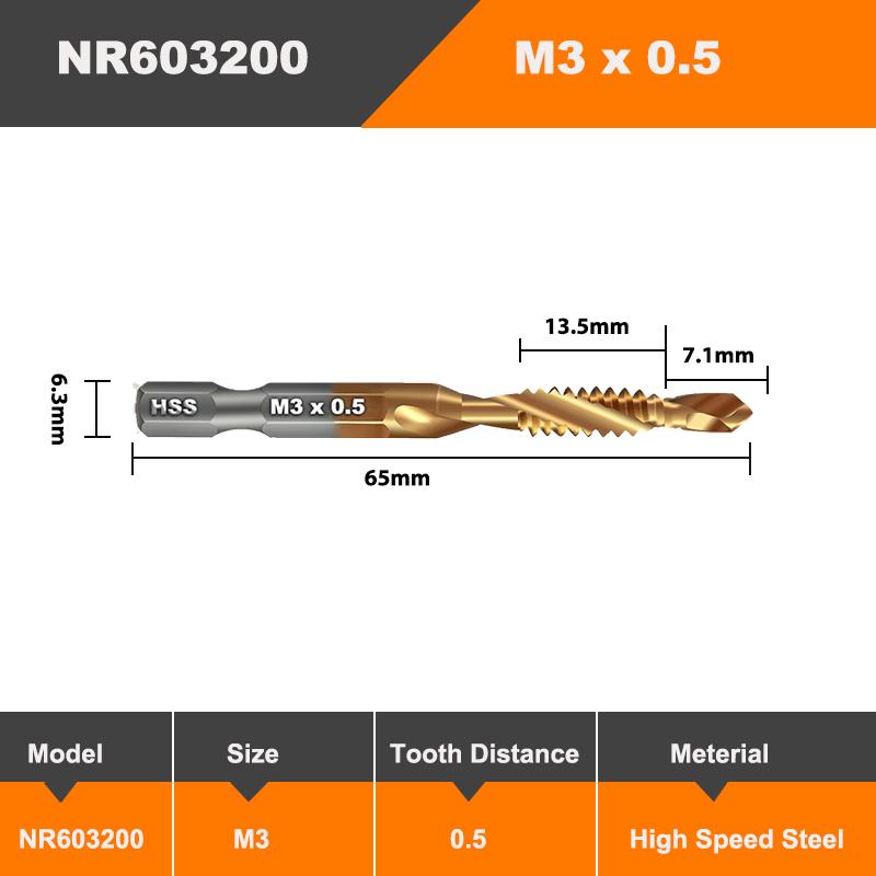 AMR Hex Shank Titanium Plated HSS Screw Thread Metric Tap Drill Bits Screw Appliance Compound Tap M3 M4 M5 M6 M8 M10 Hand Tools
AMR Hex Shank Titanium Plated HSS Screw Thread Metric Tap Drill Bits Screw Appliance Compound Tap M3 M4 M5 M6 M8 M10 Hand Tools