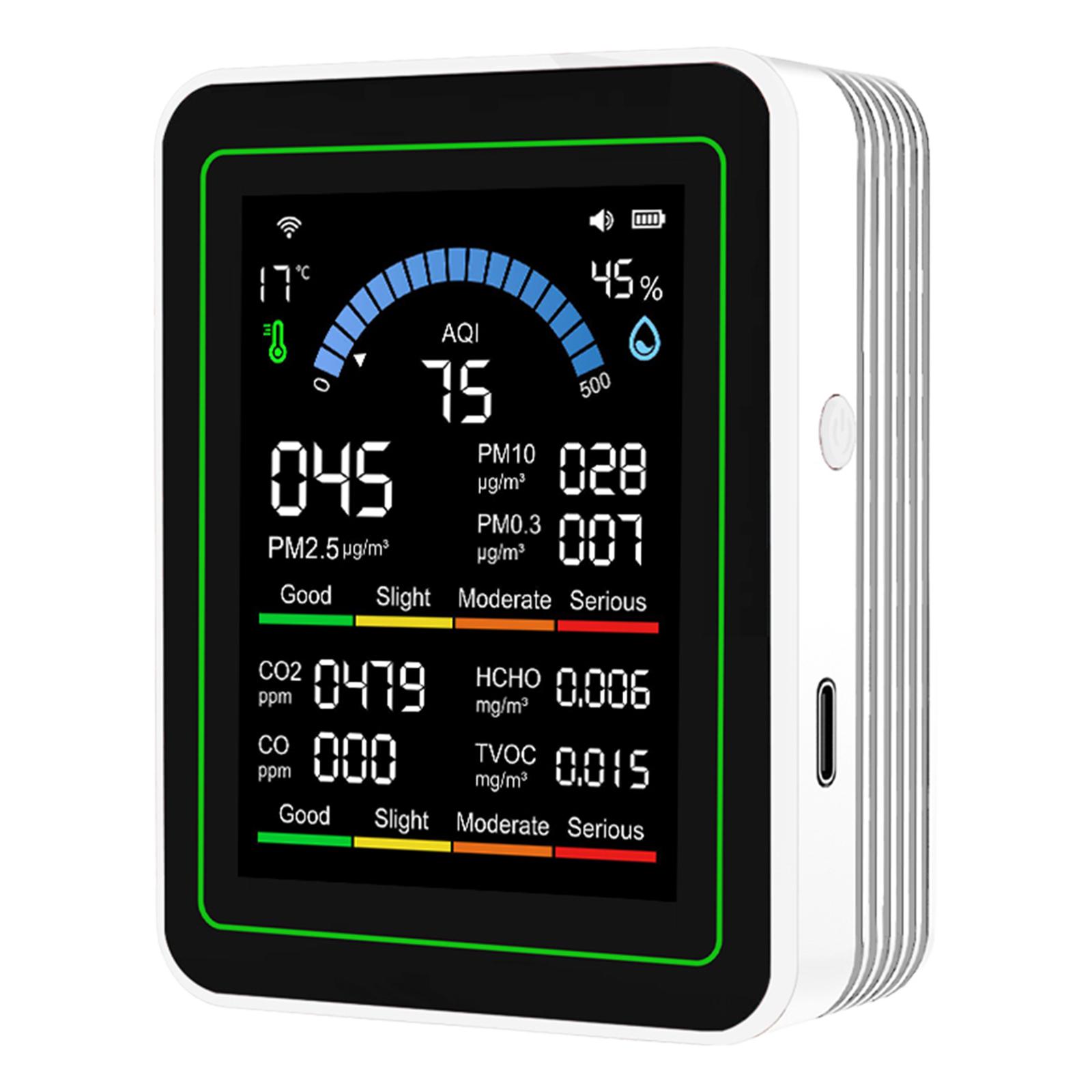 10-в-1 Монітор якості повітря в приміщенні для PM2.5 PM10 CO AQI CO2 TVOC HCHO Темп з WiFi Сповіщеннями в додатку для дому Автомобілів Рослин Домашніх тварин білий
10-в-1 Монітор якості повітря в приміщенні для PM2.5 PM10 CO AQI CO2 TVOC HCHO Темп з WiFi Сповіщеннями в додатку для дому Автомобілів Рослин Домашніх тварин білий