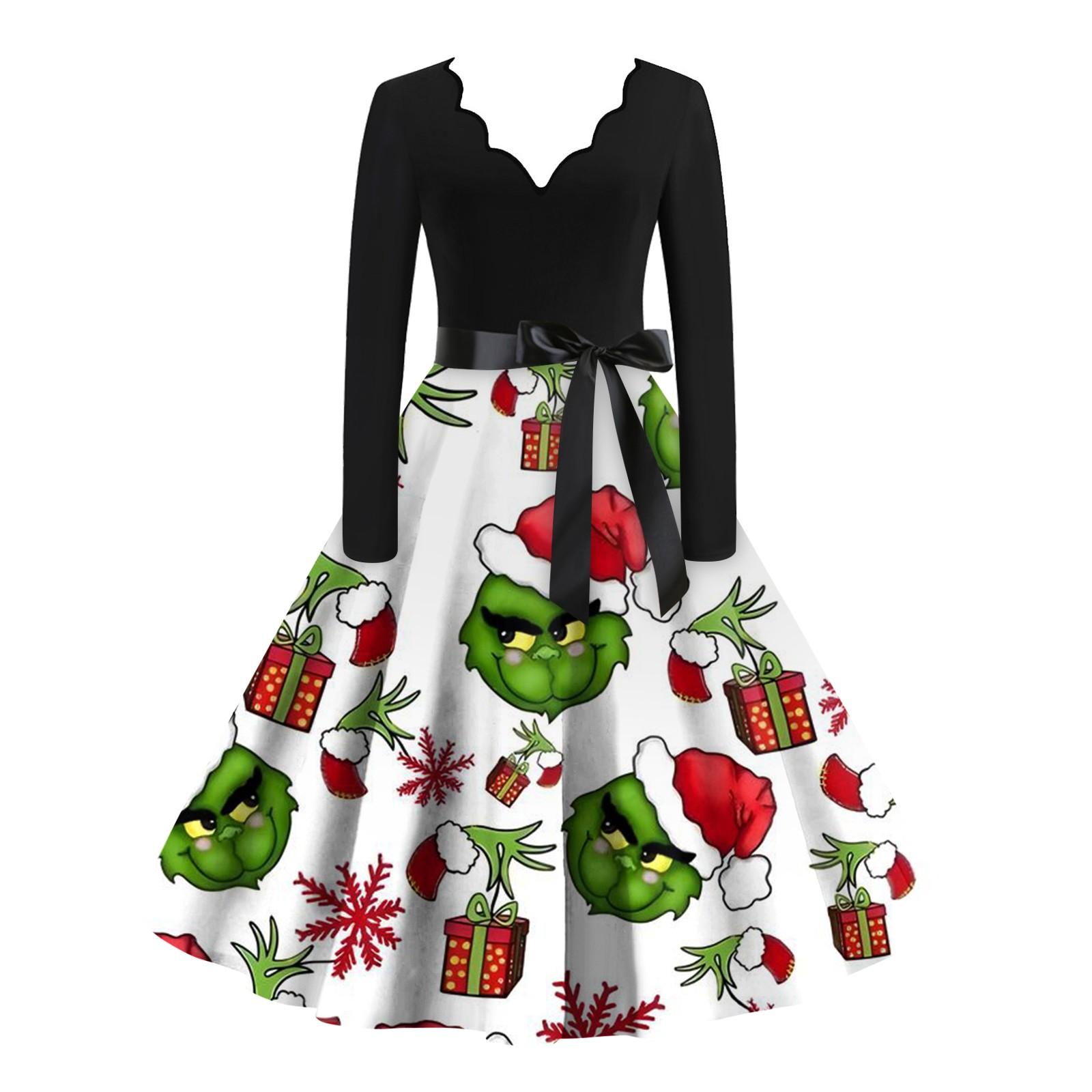 Жіночі різдвяні повсякденні модні вінтажні сукні з V-подібним вирізом і довгими рукавами L білий
Жіночі різдвяні повсякденні модні вінтажні сукні з V-подібним вирізом і довгими рукавами L білий