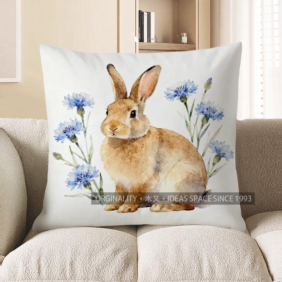 2D Cute Rabbit With Blue Flowers Pillow Cover Pattern Cushion Cover Suitable For Sofa Bedroom Car Pillow Cover 40x40cm
2D Cute Rabbit With Blue Flowers Pillow Cover Pattern Cushion Cover Suitable For Sofa Bedroom Car Pillow Cover 40x40cm