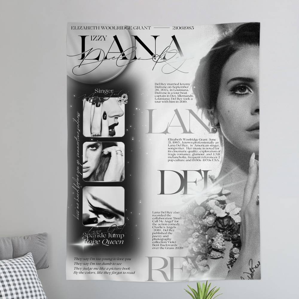 Singer LLana DDel RRey Printed Large Wall Tapestry Hanging Tarot Hippie Wall Rugs Dorm Home Decor 74x94cm(29x37in)
Singer LLana DDel RRey Printed Large Wall Tapestry Hanging Tarot Hippie Wall Rugs Dorm Home Decor 74x94cm(29x37in)