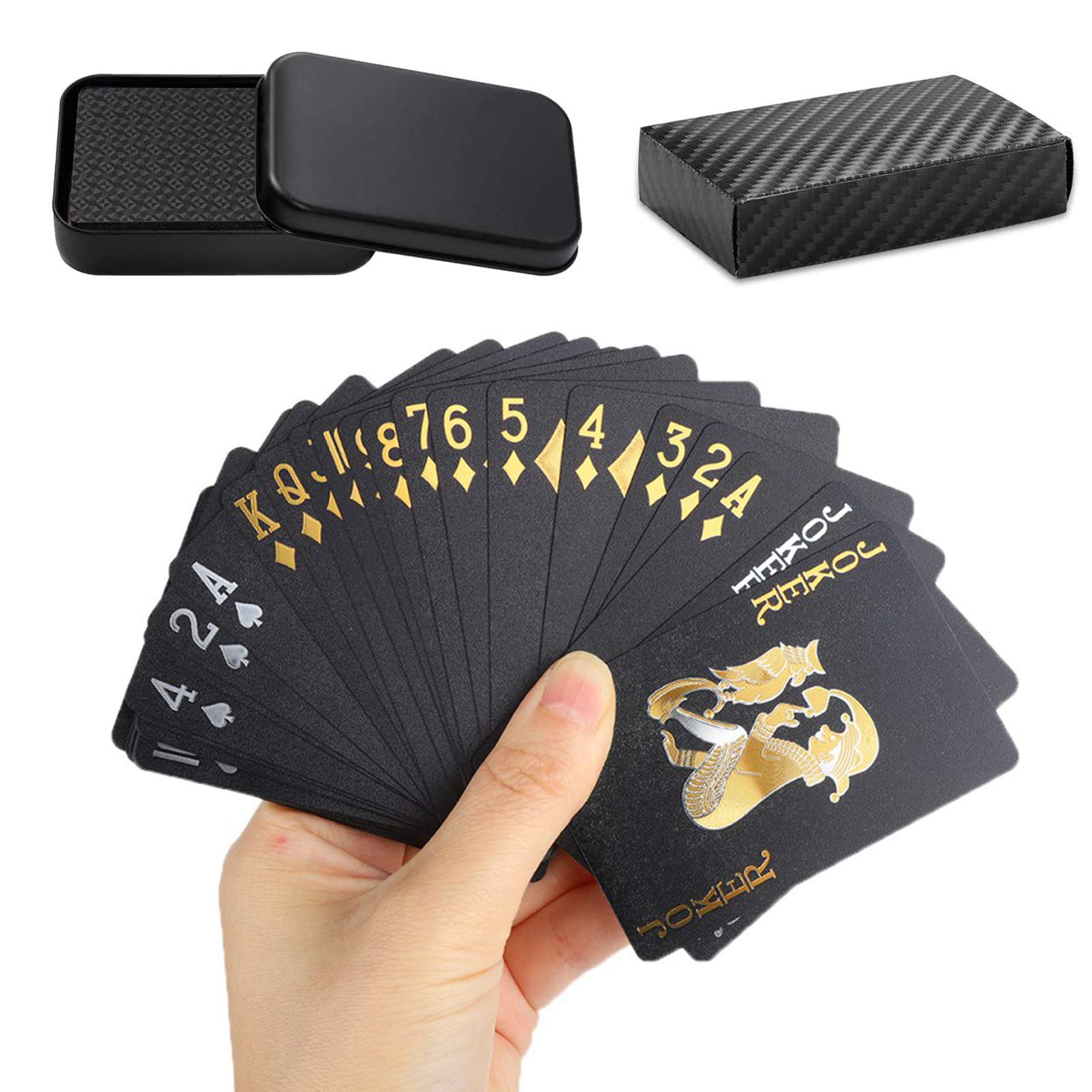 Игральные карты Samkos, 54 штуки, пластиковые магические игральные карты, черное золото, водонепроницаемая золотая фольга, игральные карты для вечеринок, футляр для хранения игр, в комплекте
Игральные карты Samkos, 54 штуки, пластиковые магические игральные карты, черное золото, водонепроницаемая золотая фольга, игральные карты для вечеринок, футляр для хранения игр, в комплекте