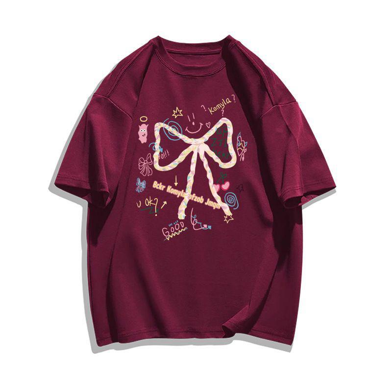 Large size grape purple bow short-sleeved t-shirt women s summer explosion unique and chic pure cotton crew neck tide 3XL бордовий
Large size grape purple bow short-sleeved t-shirt women s summer explosion unique and chic pure cotton crew neck tide 3XL бордовий
