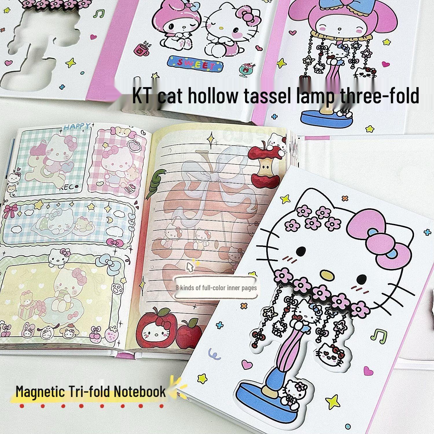 KT Cat Tassel Lamp Notebook: Stylish Three-Fold Diary with Full-Color Pages, Perfect for Students.
KT Cat Tassel Lamp Notebook: Stylish Three-Fold Diary with Full-Color Pages, Perfect for Students.