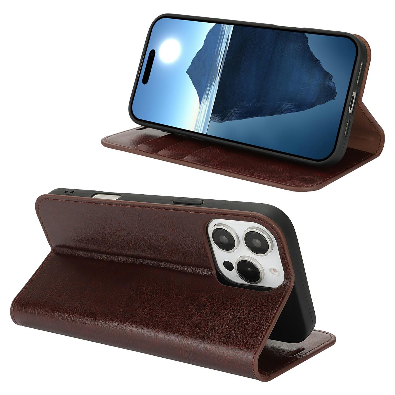 For iPhone 16 Pro Max Case Crazy Horse Texture Split Leather Wallet Phone Cover Dark Brown
For iPhone 16 Pro Max Case Crazy Horse Texture Split Leather Wallet Phone Cover Dark Brown
