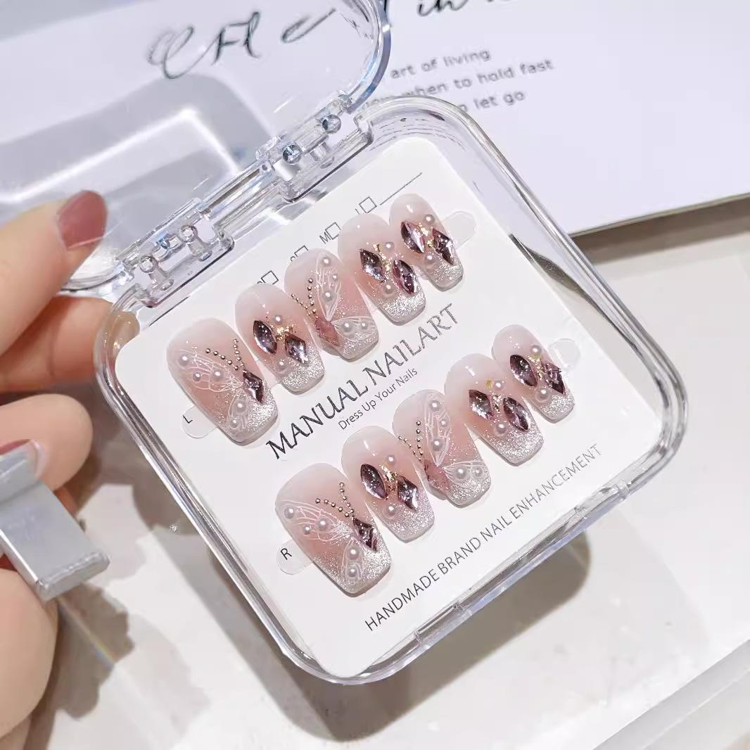 Handmade Transparent Nude Nail Art with Full Diamond and Super Flash Designs Extra Small
Handmade Transparent Nude Nail Art with Full Diamond and Super Flash Designs Extra Small
