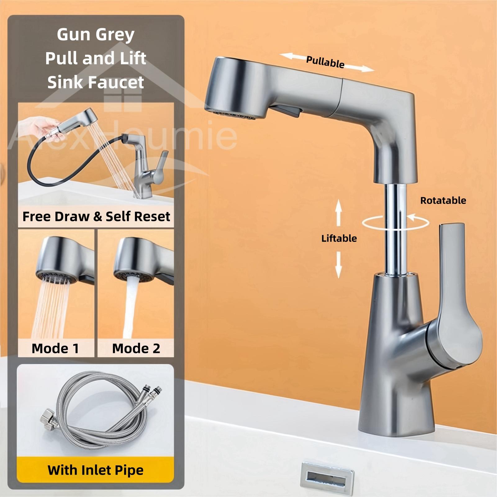 Bathroom Faucet Hot Cold Water Sink Mixer Tap Basin Faucets Washbasin Pull Lifting Faucet with Rotating Spout G1/2 серый
Bathroom Faucet Hot Cold Water Sink Mixer Tap Basin Faucets Washbasin Pull Lifting Faucet with Rotating Spout G1/2 серый
