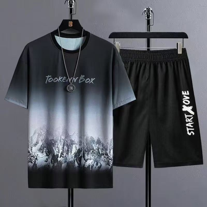 Men Gradient Tracksuit Short Sleeve Tees Shorts Set Men Sporty Two-piece Man T-shirt Outfit Stylish Clothing S
Men Gradient Tracksuit Short Sleeve Tees Shorts Set Men Sporty Two-piece Man T-shirt Outfit Stylish Clothing S