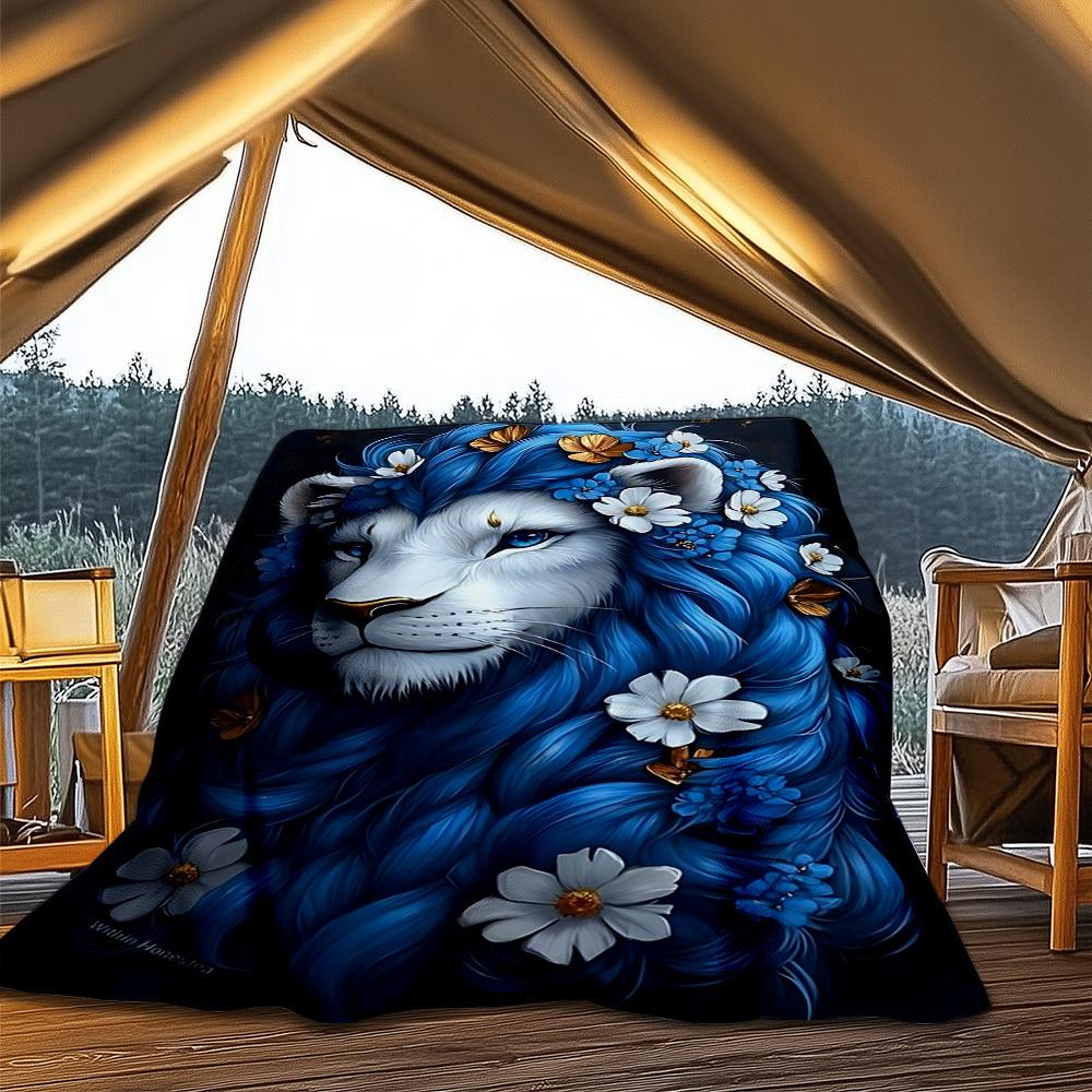 1pc Lion Floral Artwork Throw Blanket Polyester Fiber, Lightweight Flannel, Soft & Warm, All Season Use for Outdoor, Camping Digital Print 80x120cm
1pc Lion Floral Artwork Throw Blanket Polyester Fiber, Lightweight Flannel, Soft & Warm, All Season Use for Outdoor, Camping Digital Print 80x120cm